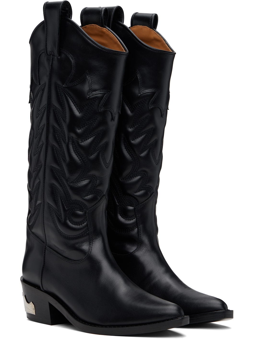 Black Leather Tall Boots - 4