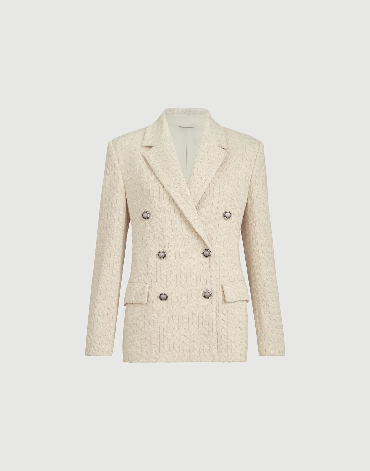 Sparkling cotton and viscose English rib knit blazer with monili - 1