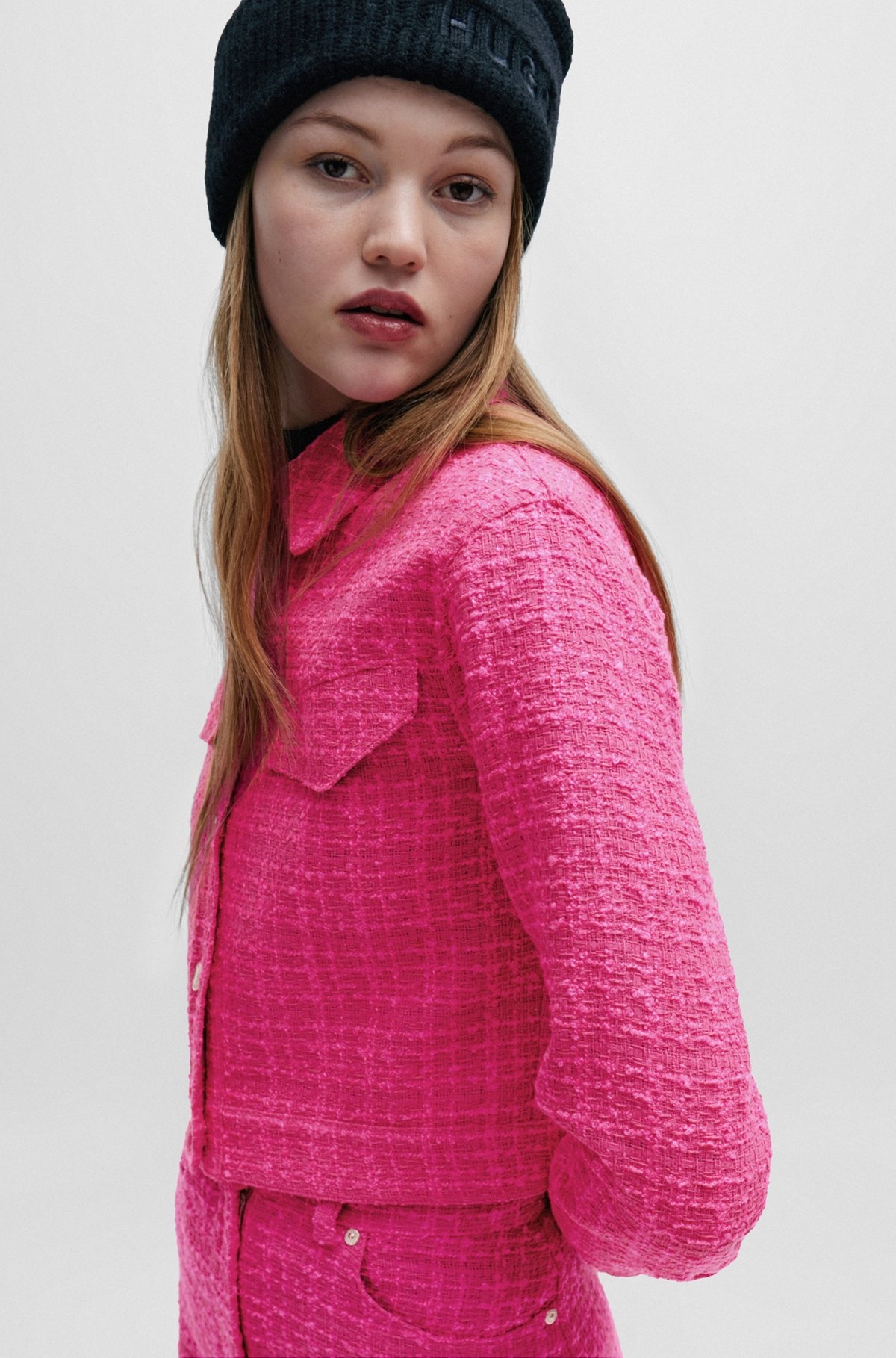 RELAXED-FIT JACKET IN BOUCLÉ FABRIC WITH POLISHED TRIMS - 6