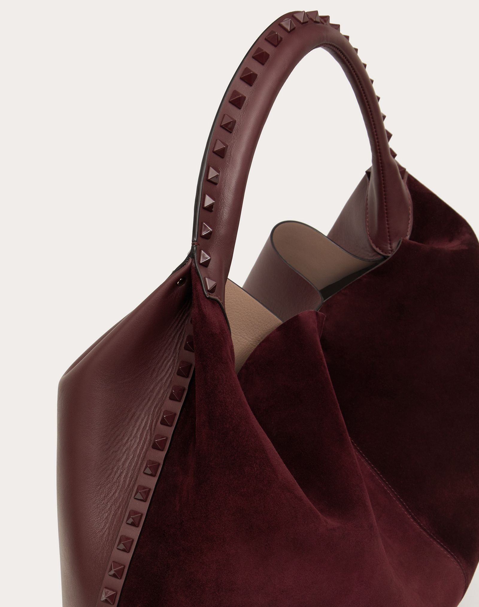 Rockstud Suede Calfskin and Full-Grain Calfskin Hobo Bag - 5