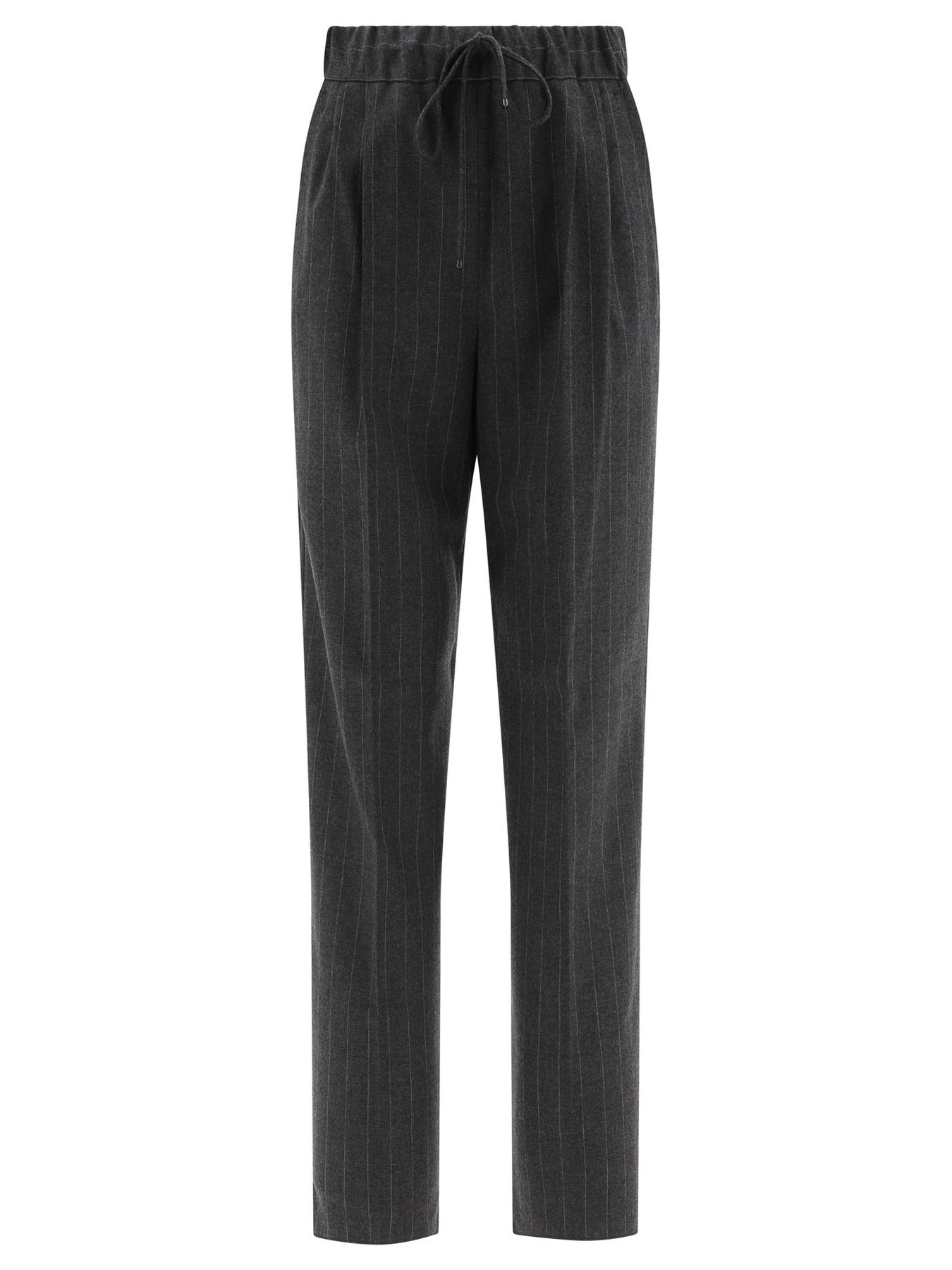 Cashmere Pinstriped Trousers Grey - 1