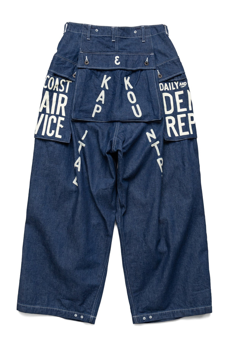 Kapital 11.5oz Denim JUMBO MONKEY Pants (FACTORY REPAIR&Embroidery) - Indigo outlook
