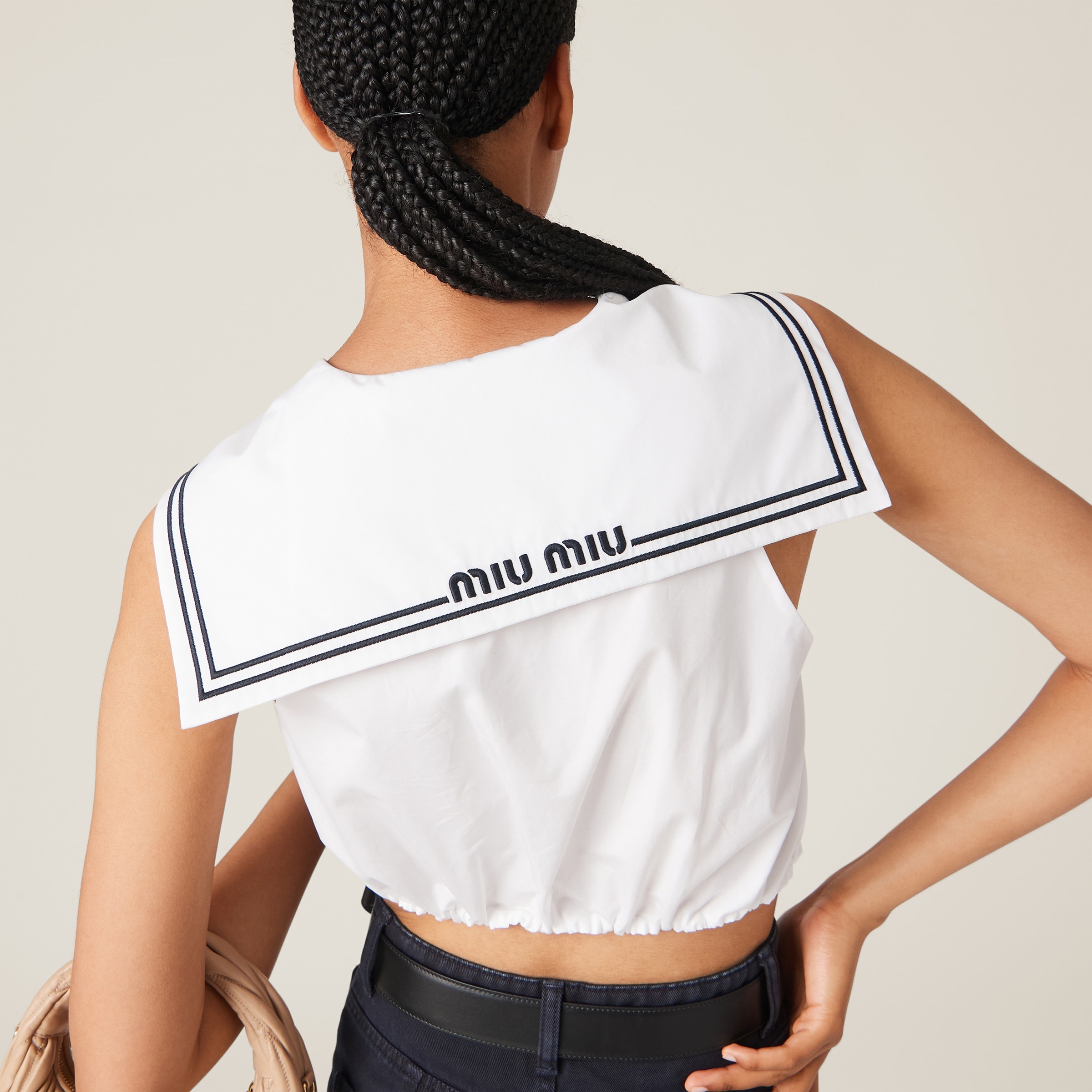Miu Miu Poplin sailor top | REVERSIBLE