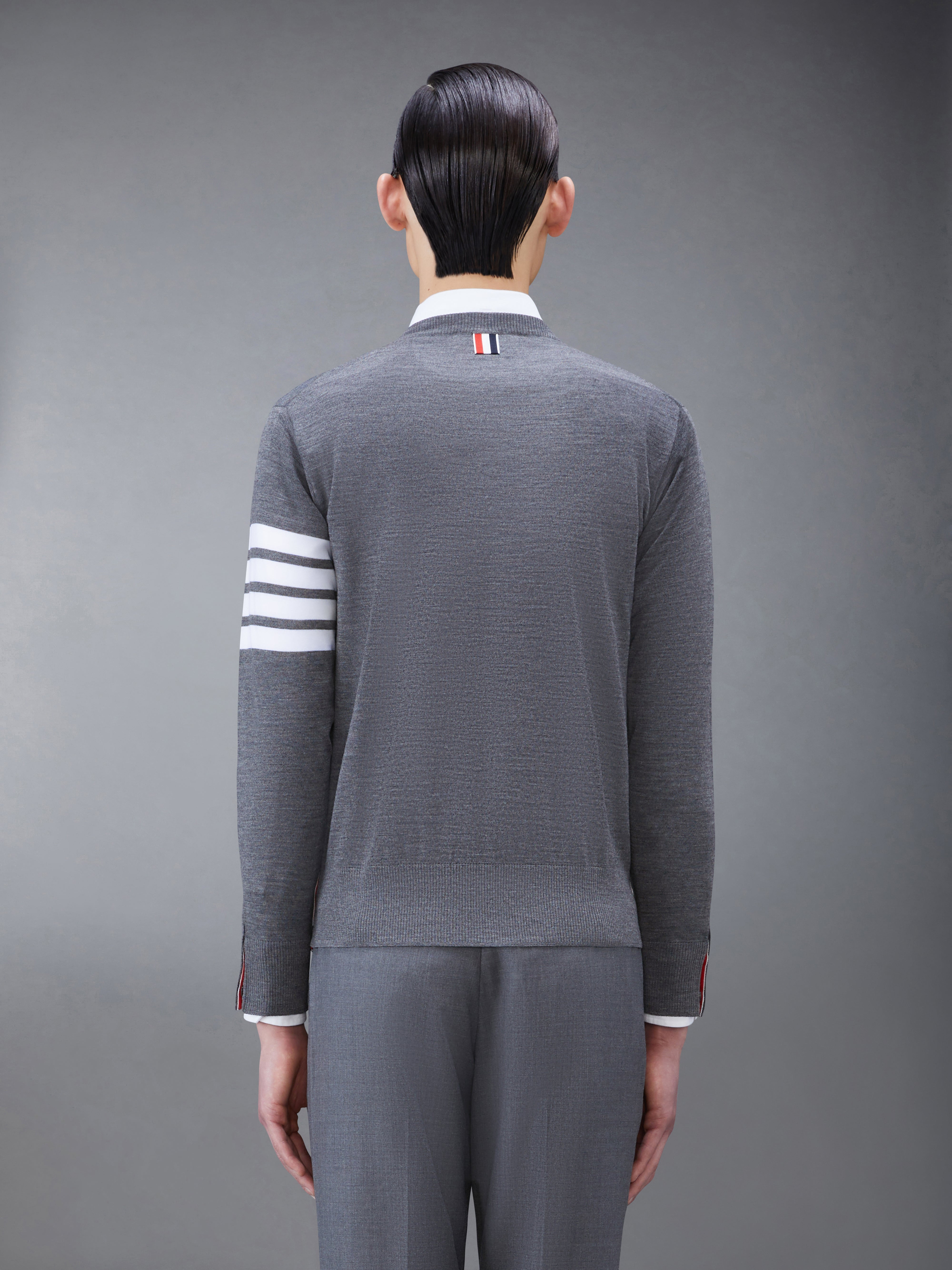 CLASSIC CREWNECK PULLOVER W/ 4 BAR SLEEVE IN FINE MERINO WOOL - 2