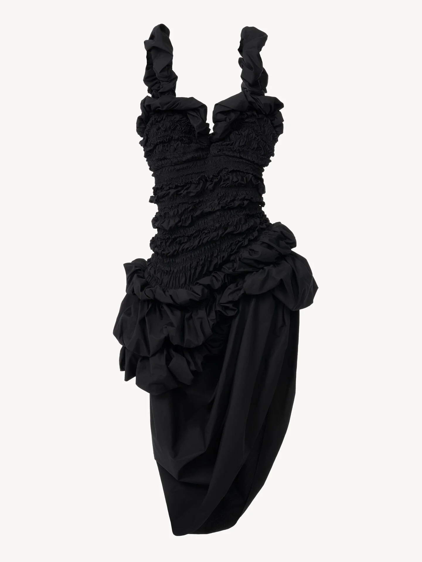 RUCHED BUSTIER MINI DRESS IN COTTON POPLIN - 1