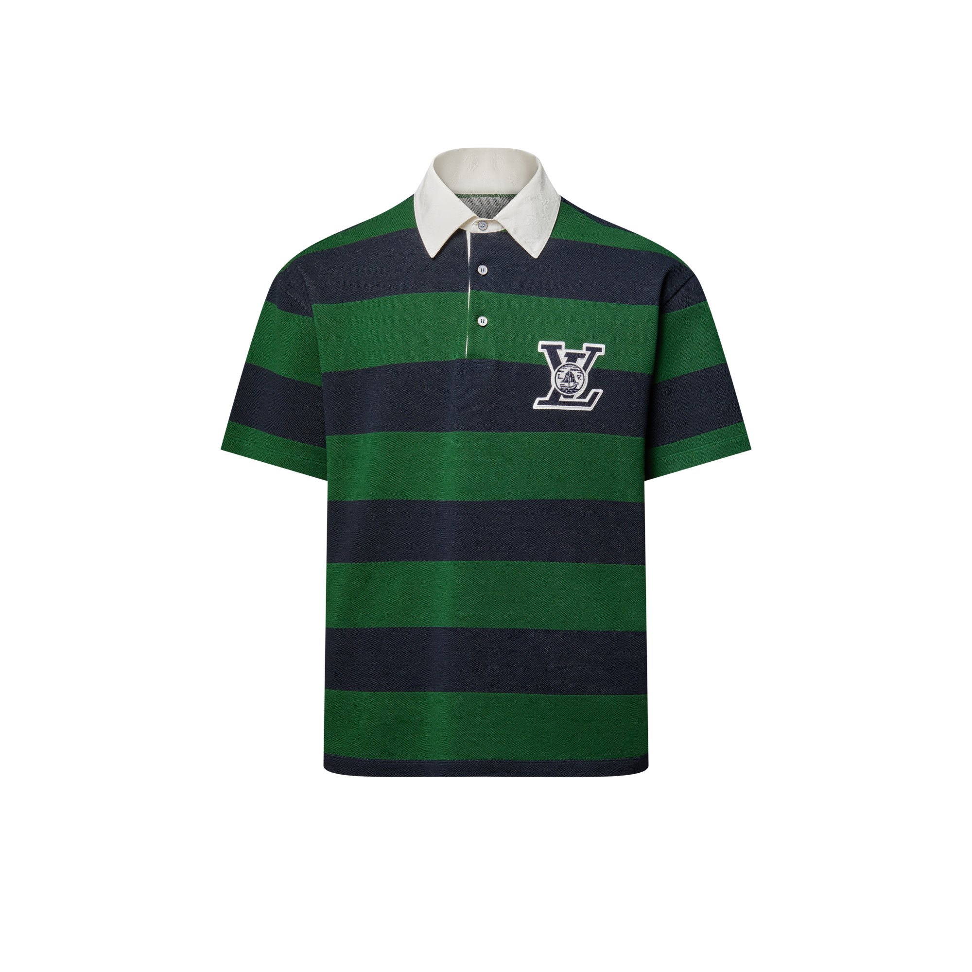 Striped Short-Sleeved Polo Shirt - 1