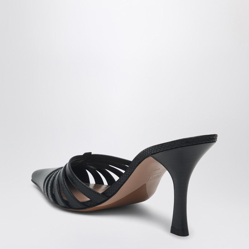 BLACK LEATHER MULE NADIA - 2