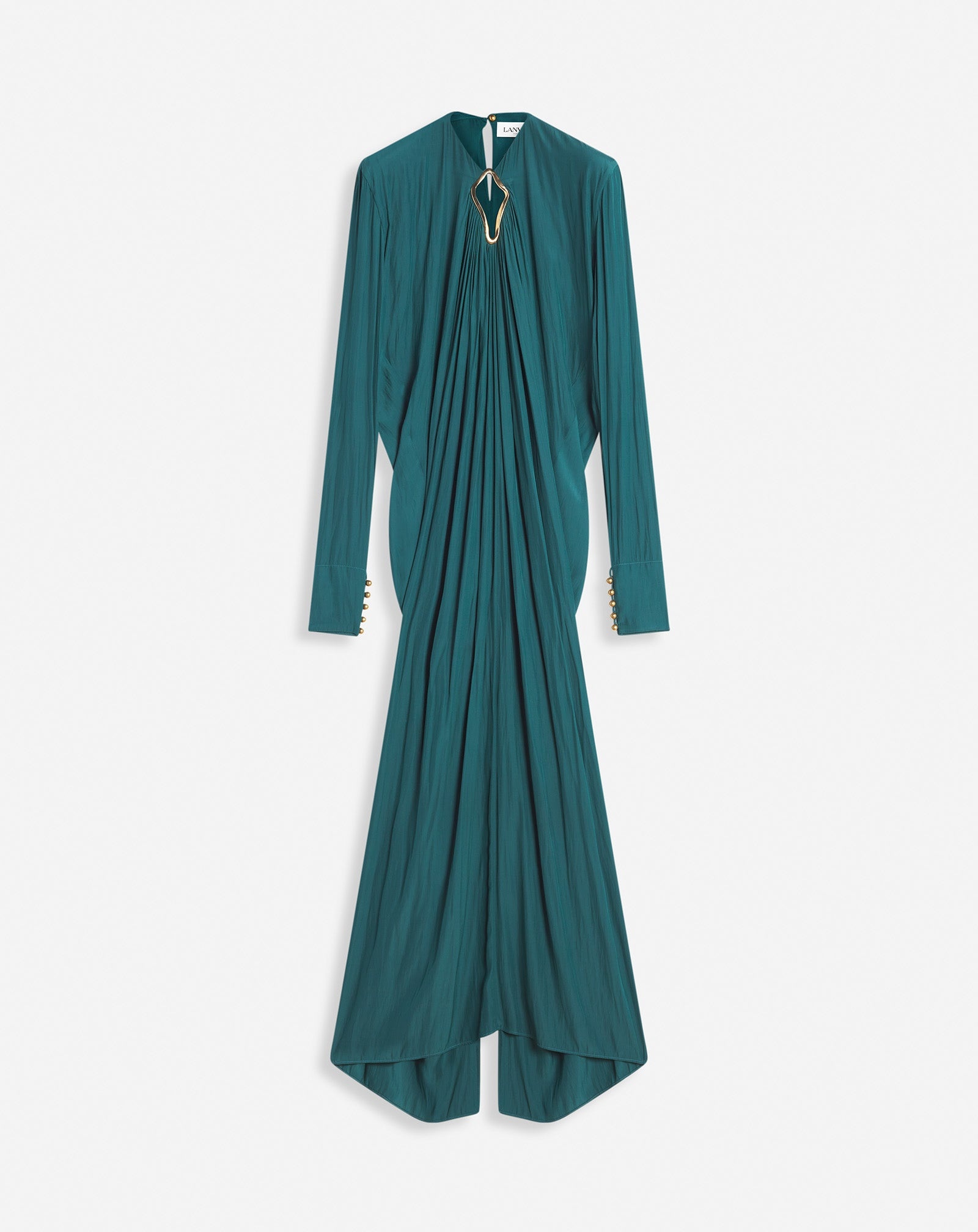 LONG-SLEEVE DRAPED DRESS - 1
