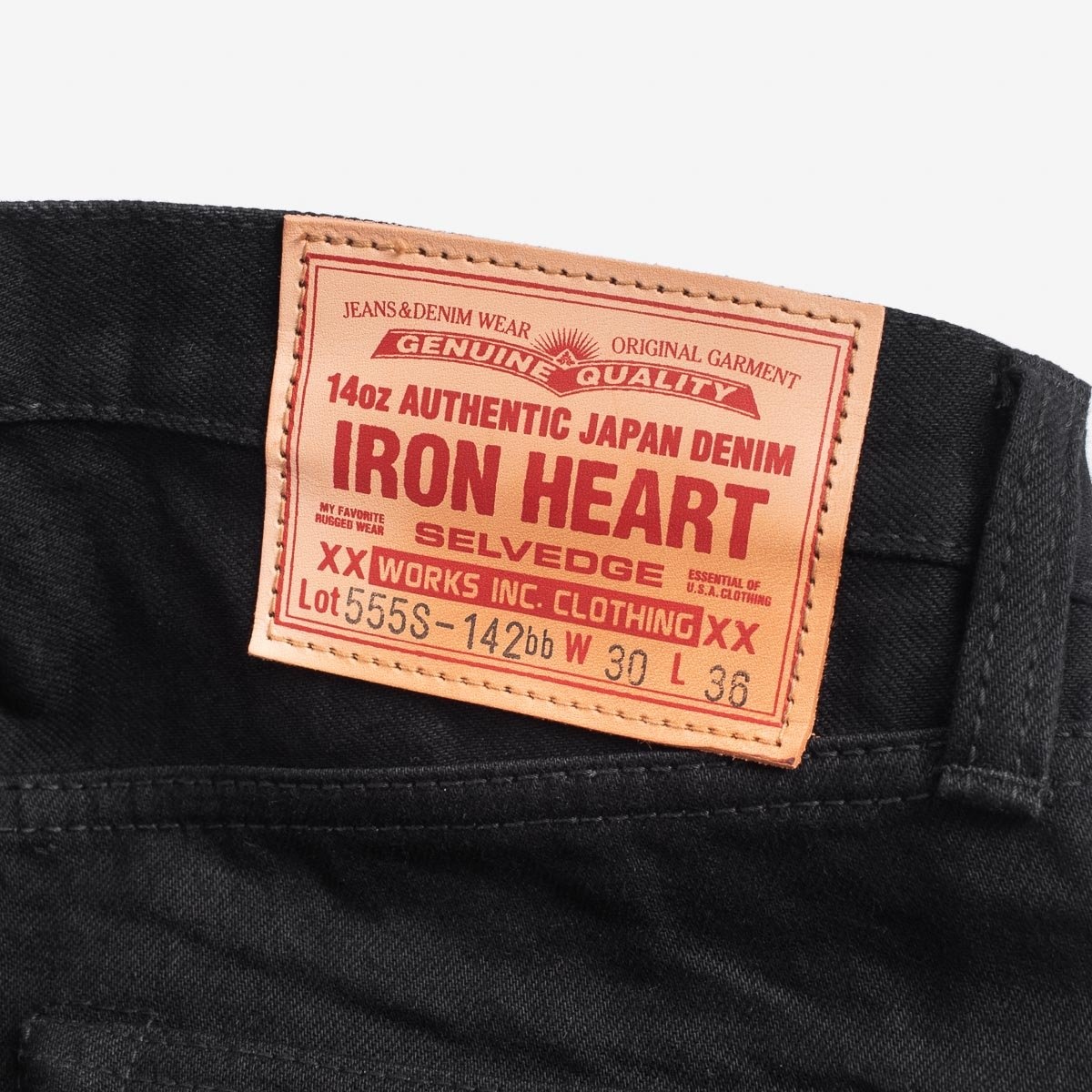 IH-555S-142bb 14oz Selvedge Denim Super Slim Cut Jeans - Black/Black - 9