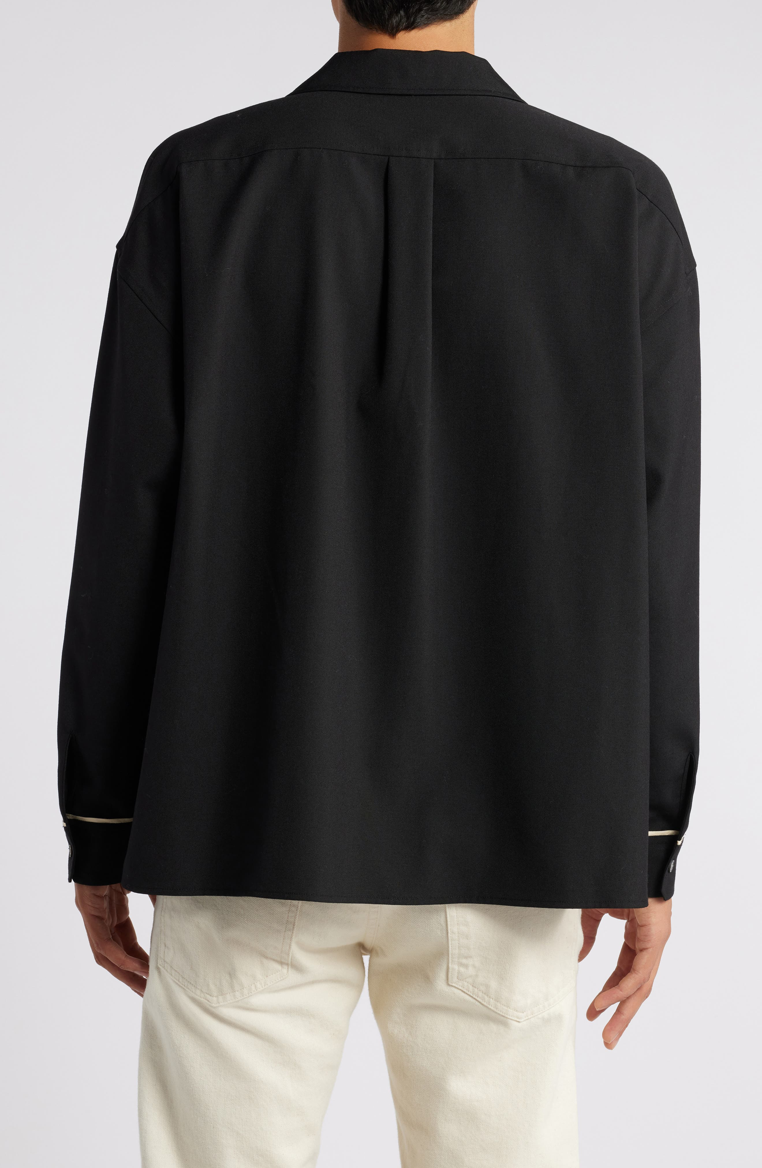 FRAME Long Sleeve Camp Shirt in Black at Nordstrom - 3