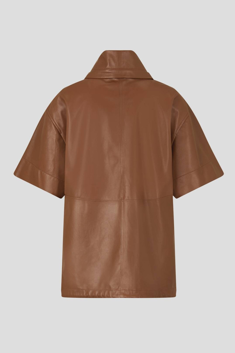 YOKO LEATHER CAPE IN COGNAC 7