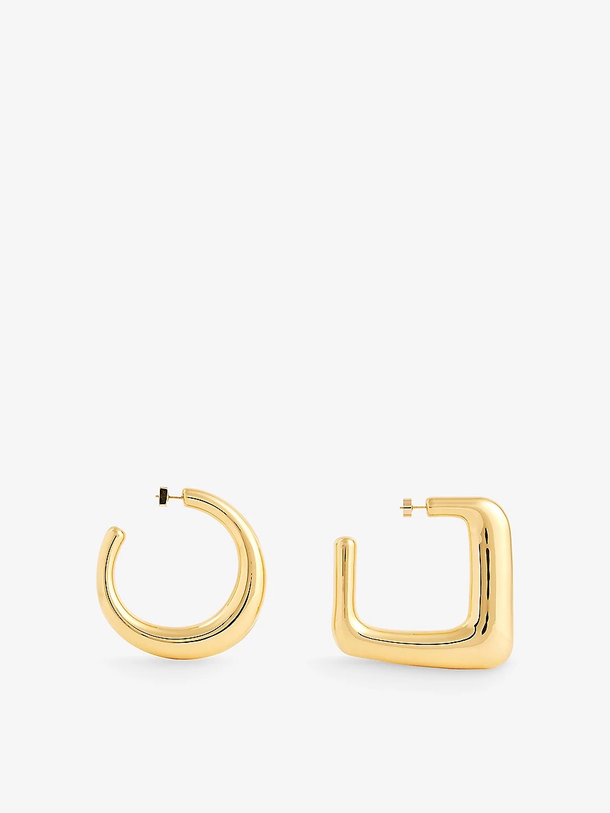 Les Grandes Creoles Ovalo mismatched gold-tone hoop earrings - 3