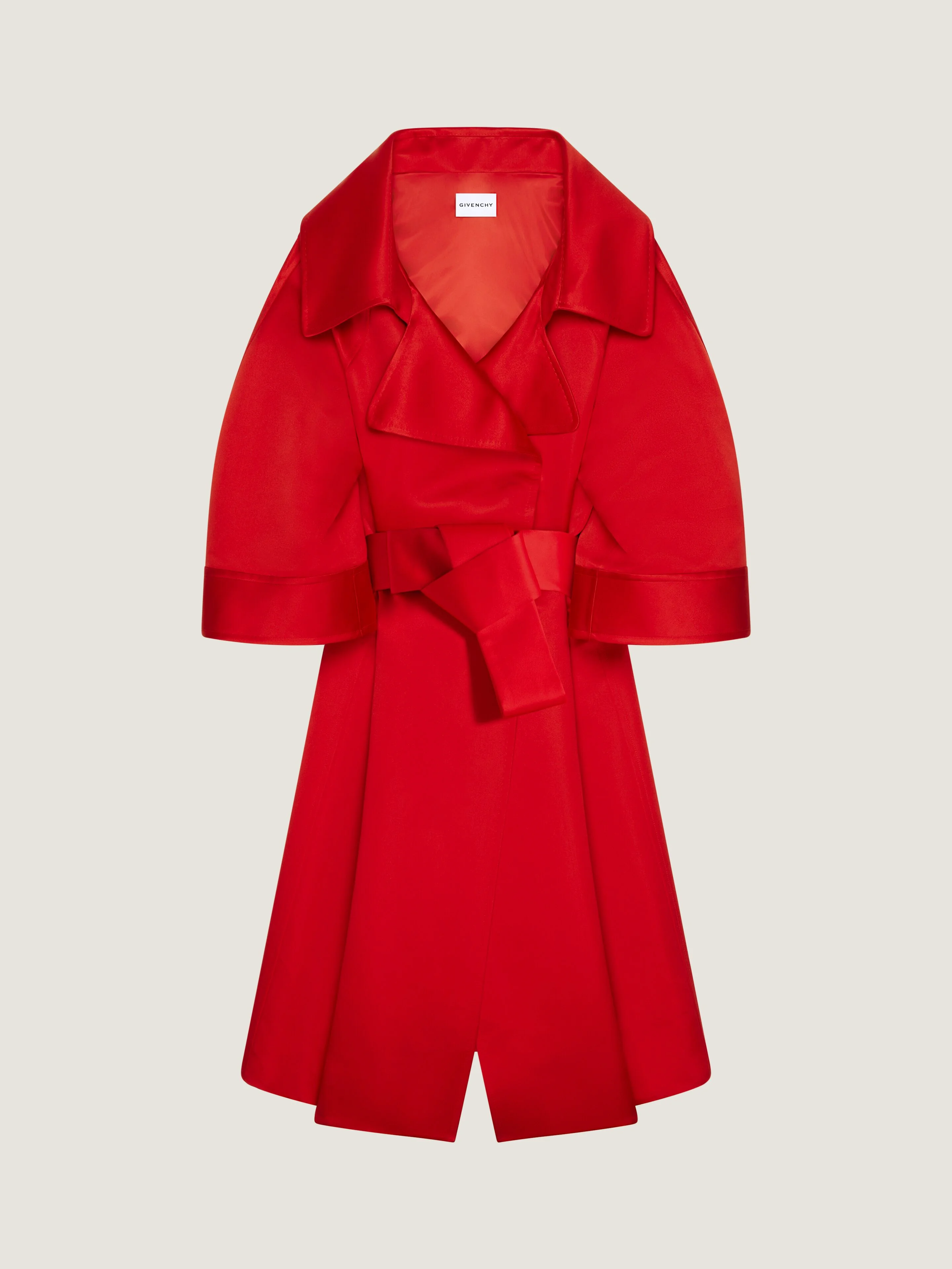 LONG COCOON COAT IN SATIN - 1