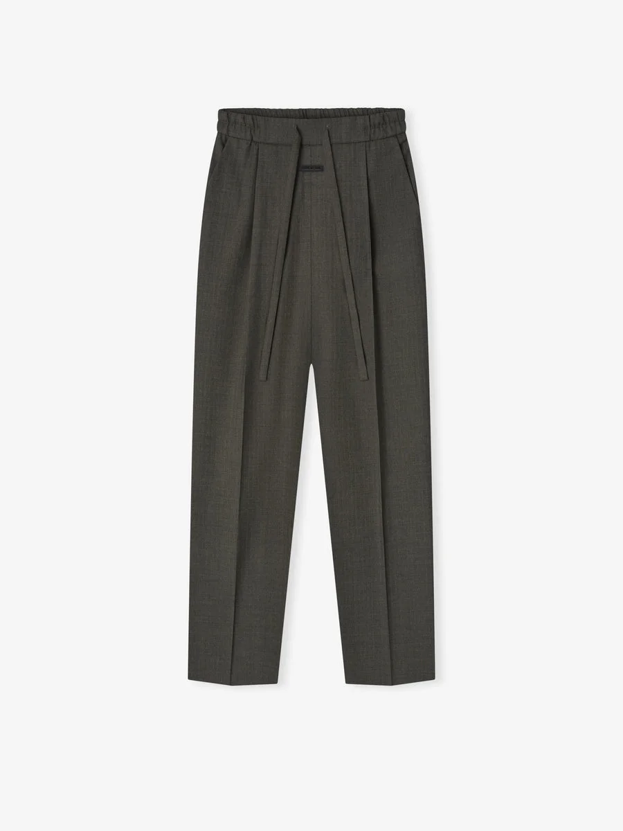Wool Chevron Drawstring Straight Pant - 1