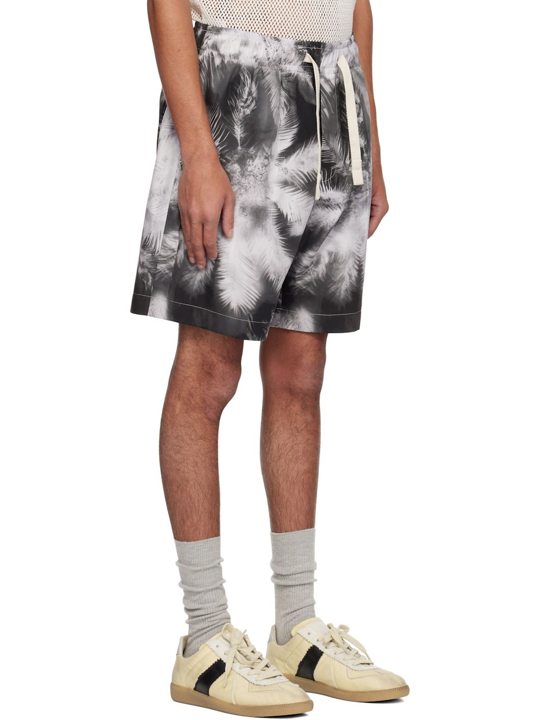 Black & White Blueprint Palms Shorts - 2