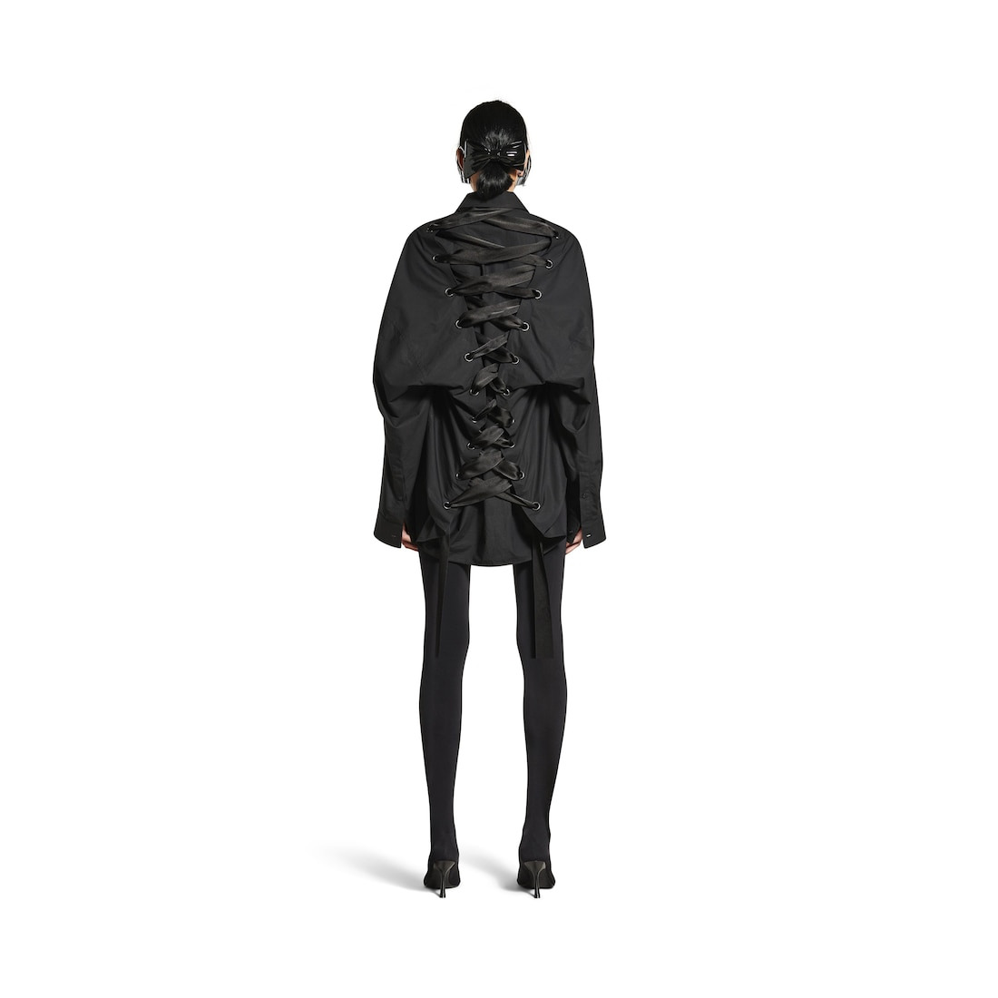 Women's Lace-up Shirt  in Black - 4