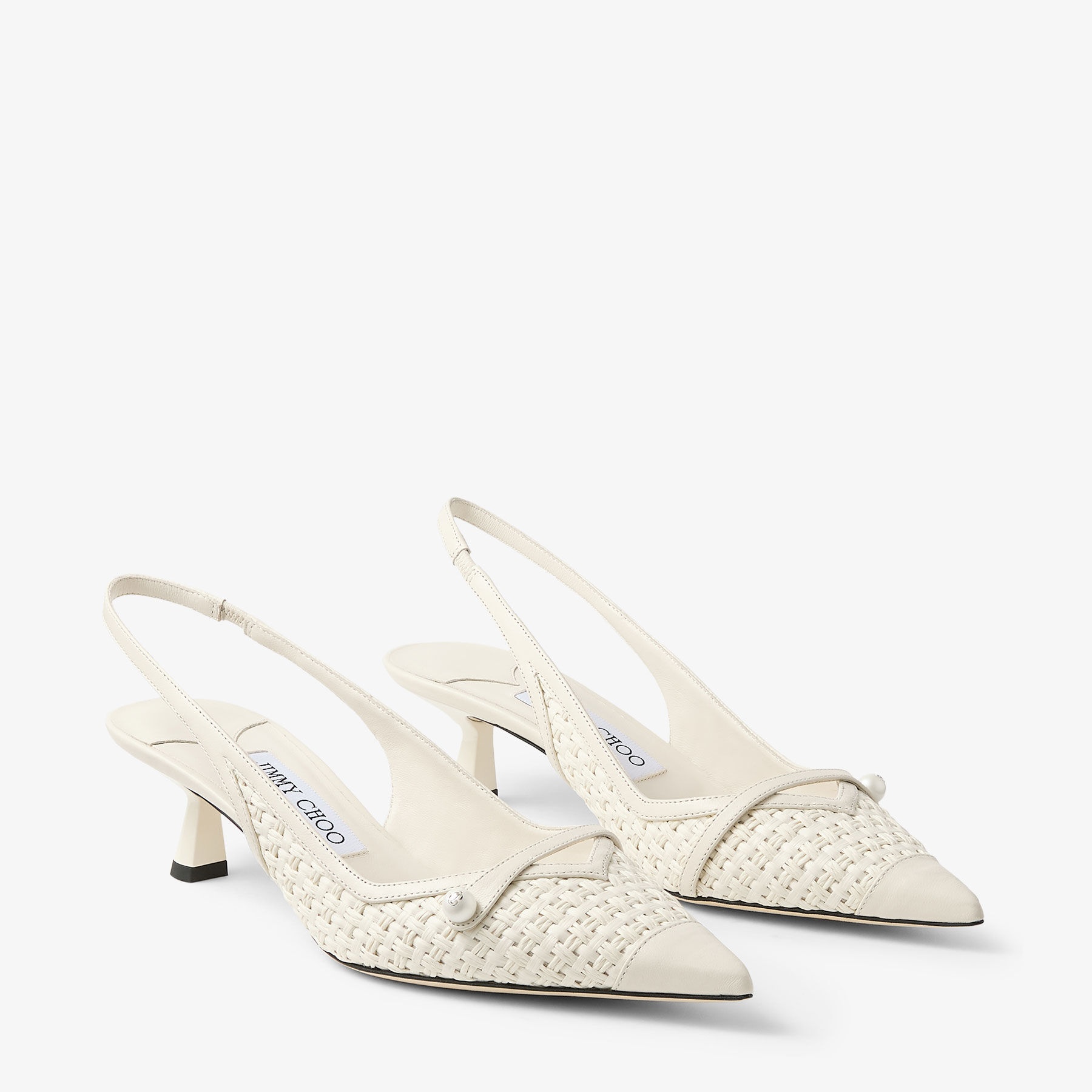 Amita 45
Latte Leather and Raffia Pumps - 3
