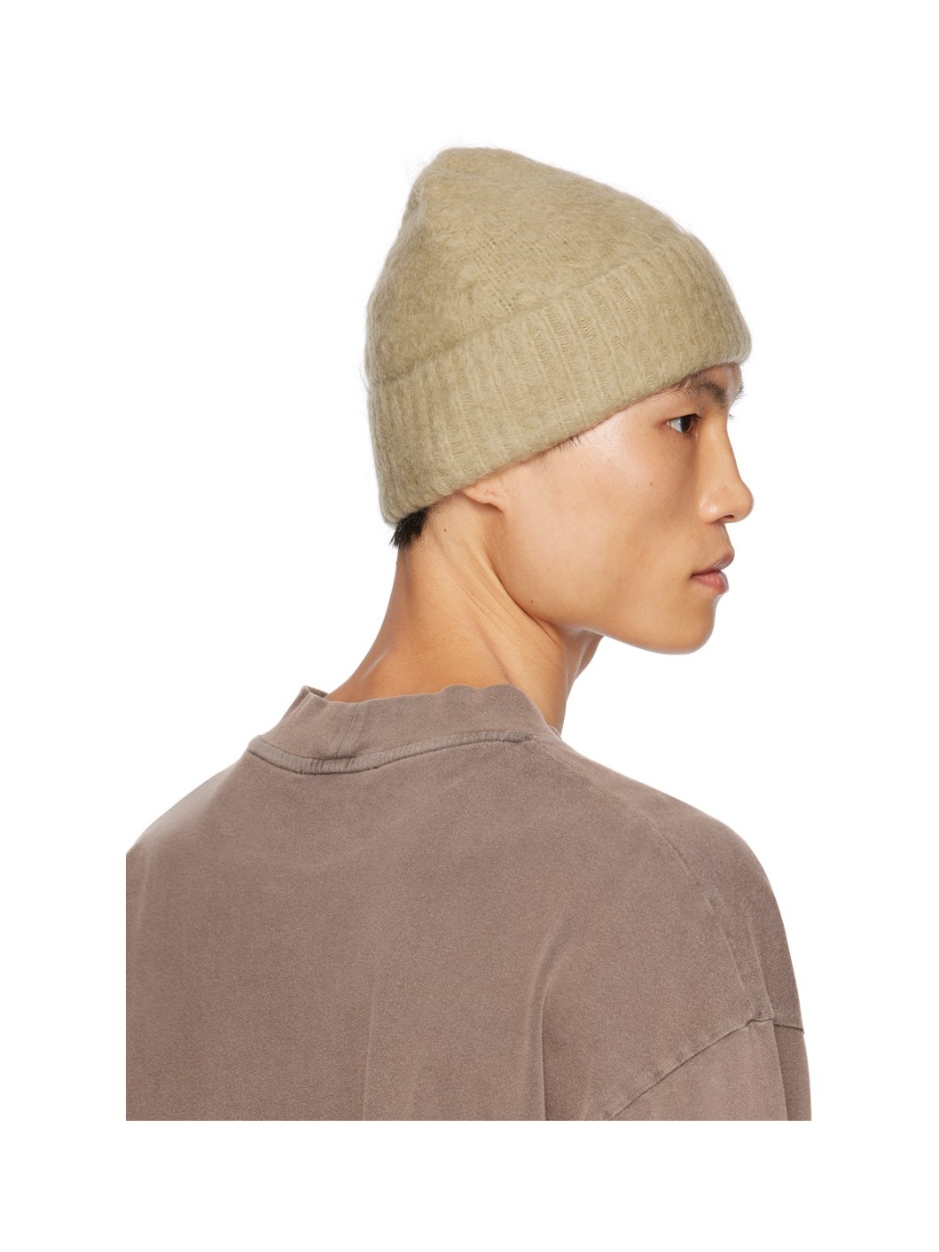 Beige Wool Mohair Beanie - 3