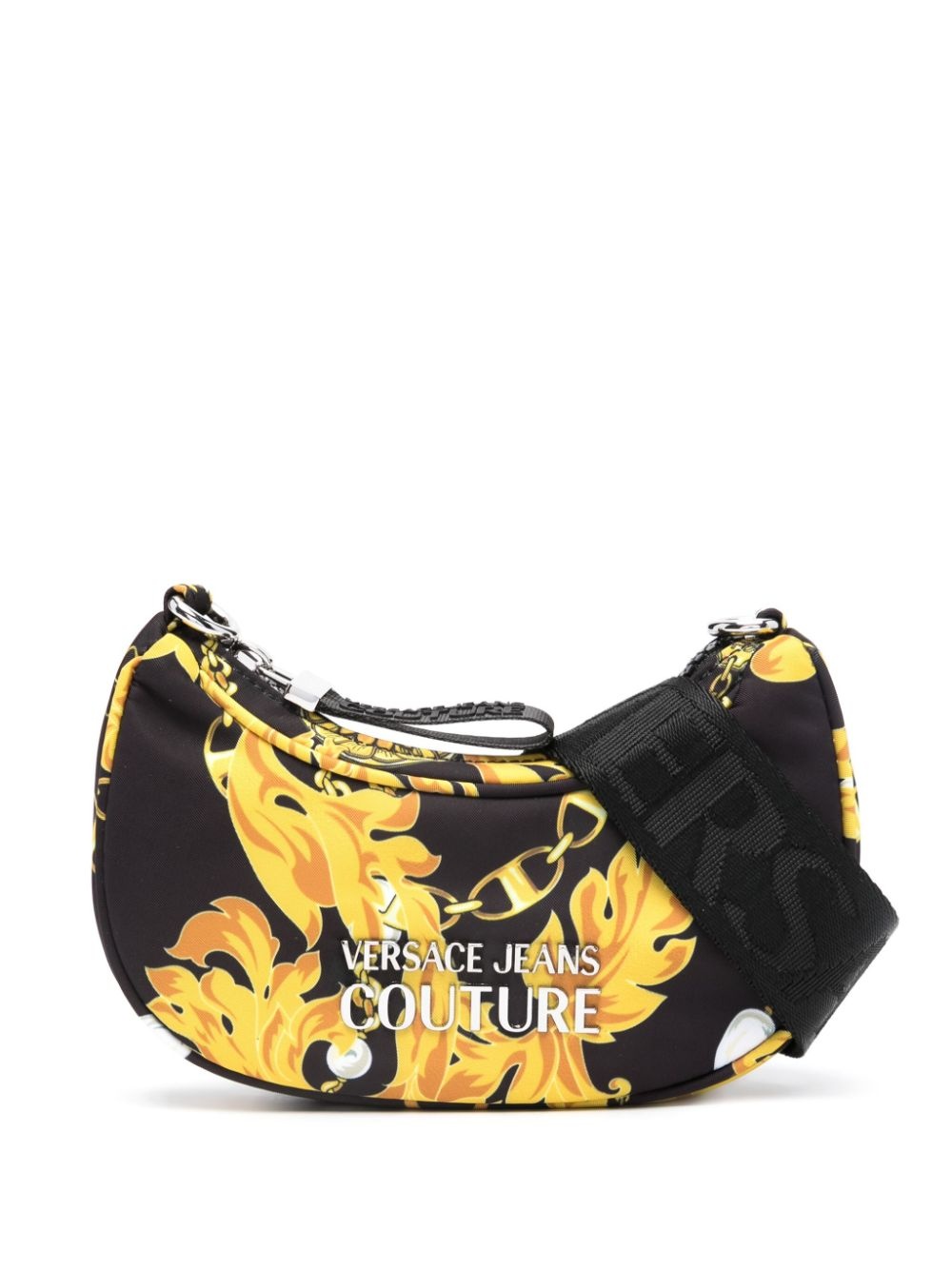 Barocco-print logo-plaque hobo bag - 1