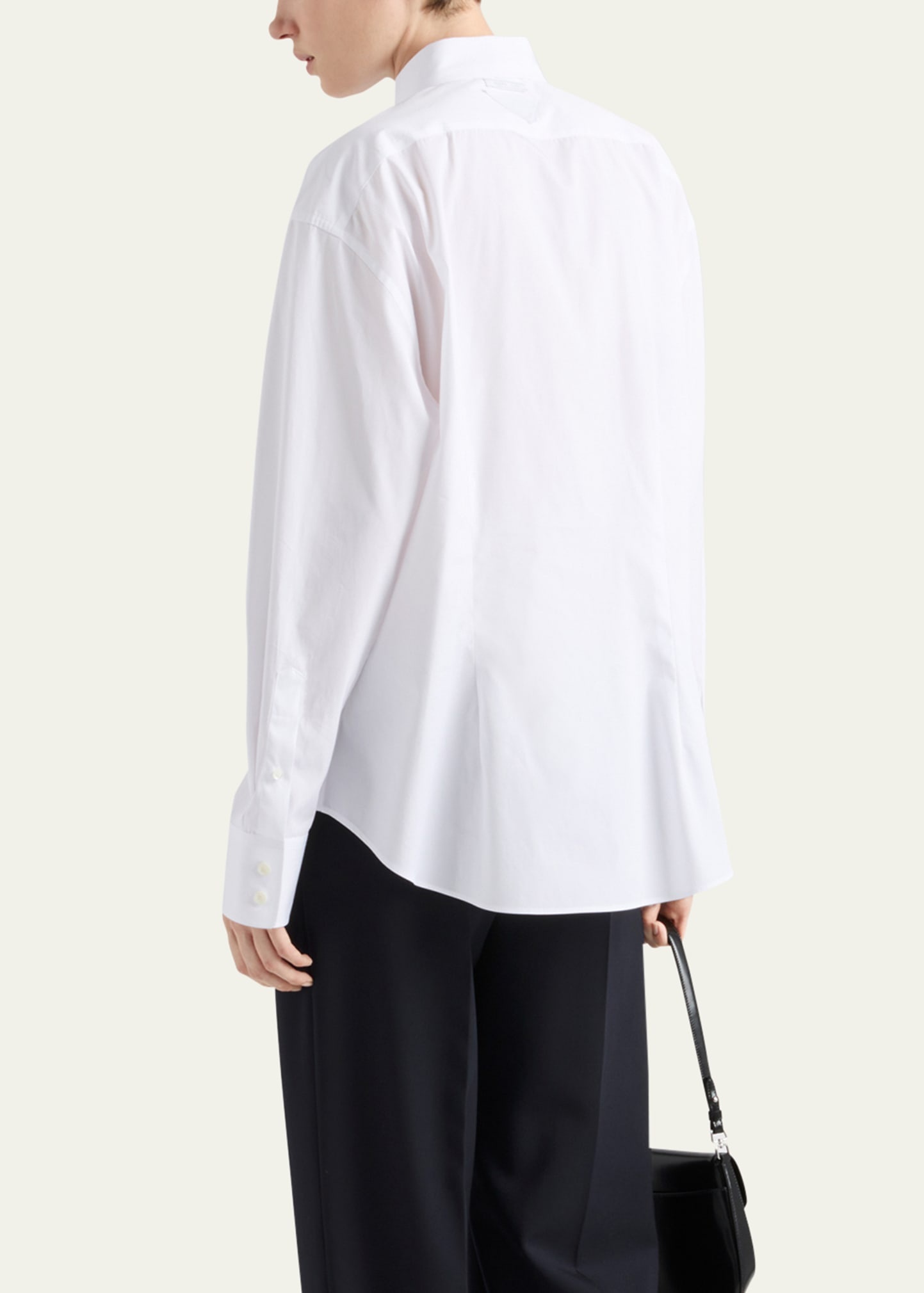 Crystal Brooch Poplin Button Down Top - 3