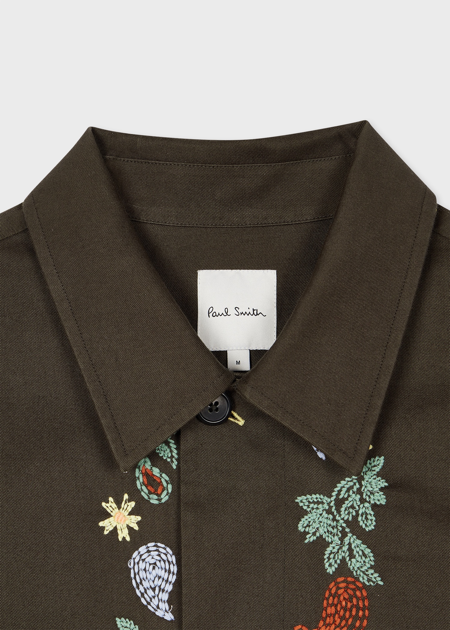 Dark Green Embroidered Paisley Overshirt - 3