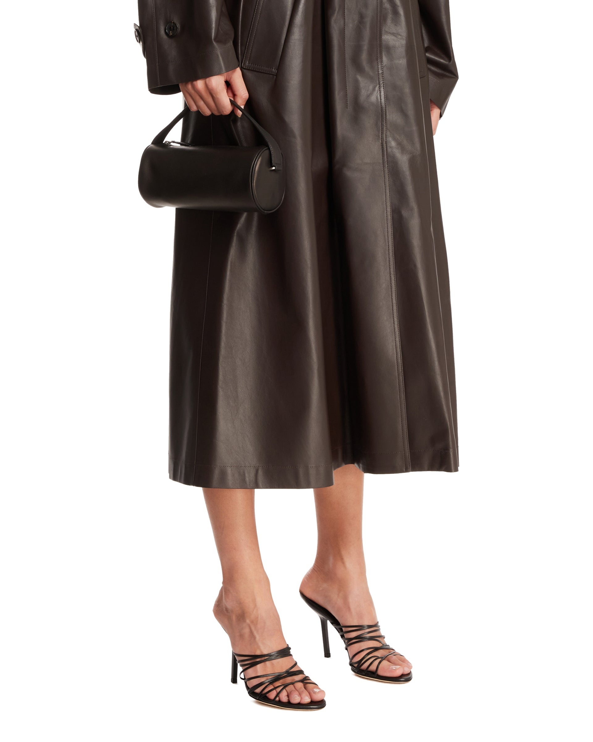 Black Leather Round 90's Bag - 4
