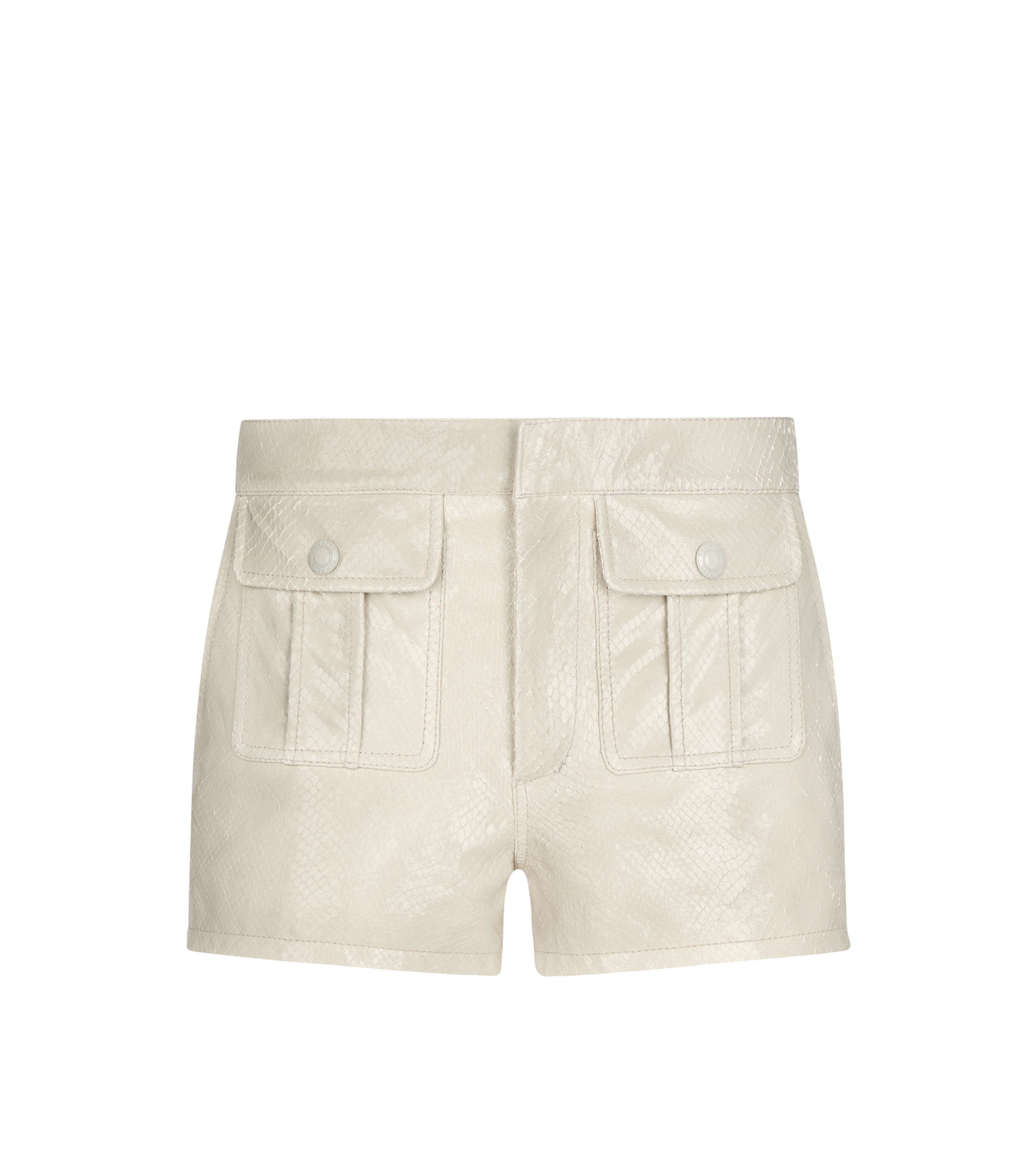 PATENT PYTHON PRINTED LEATHER SHORTS - 1