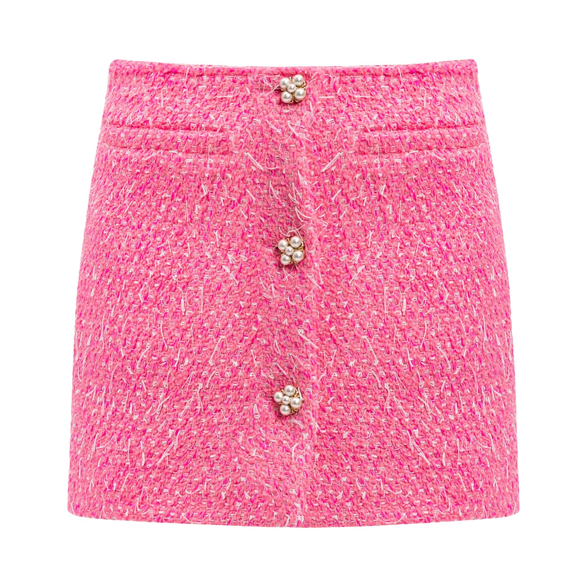 Vetements Deconstructed Tweed Skirt 'Hot Pink' - 1