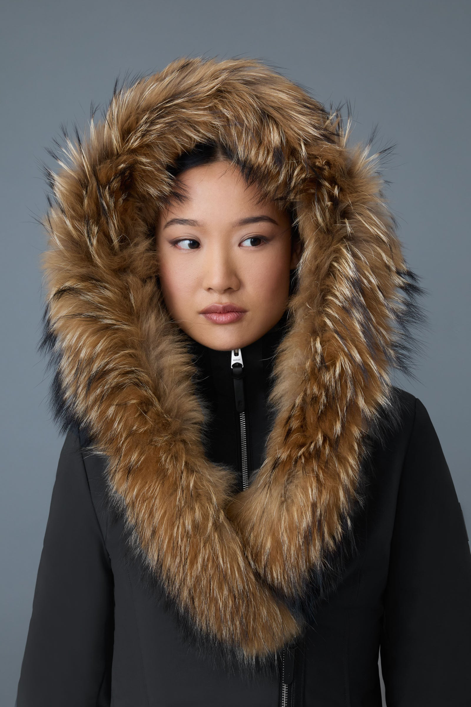 TRISH Powder Touch down coat with natural fur Signature Mackage Collar - 5