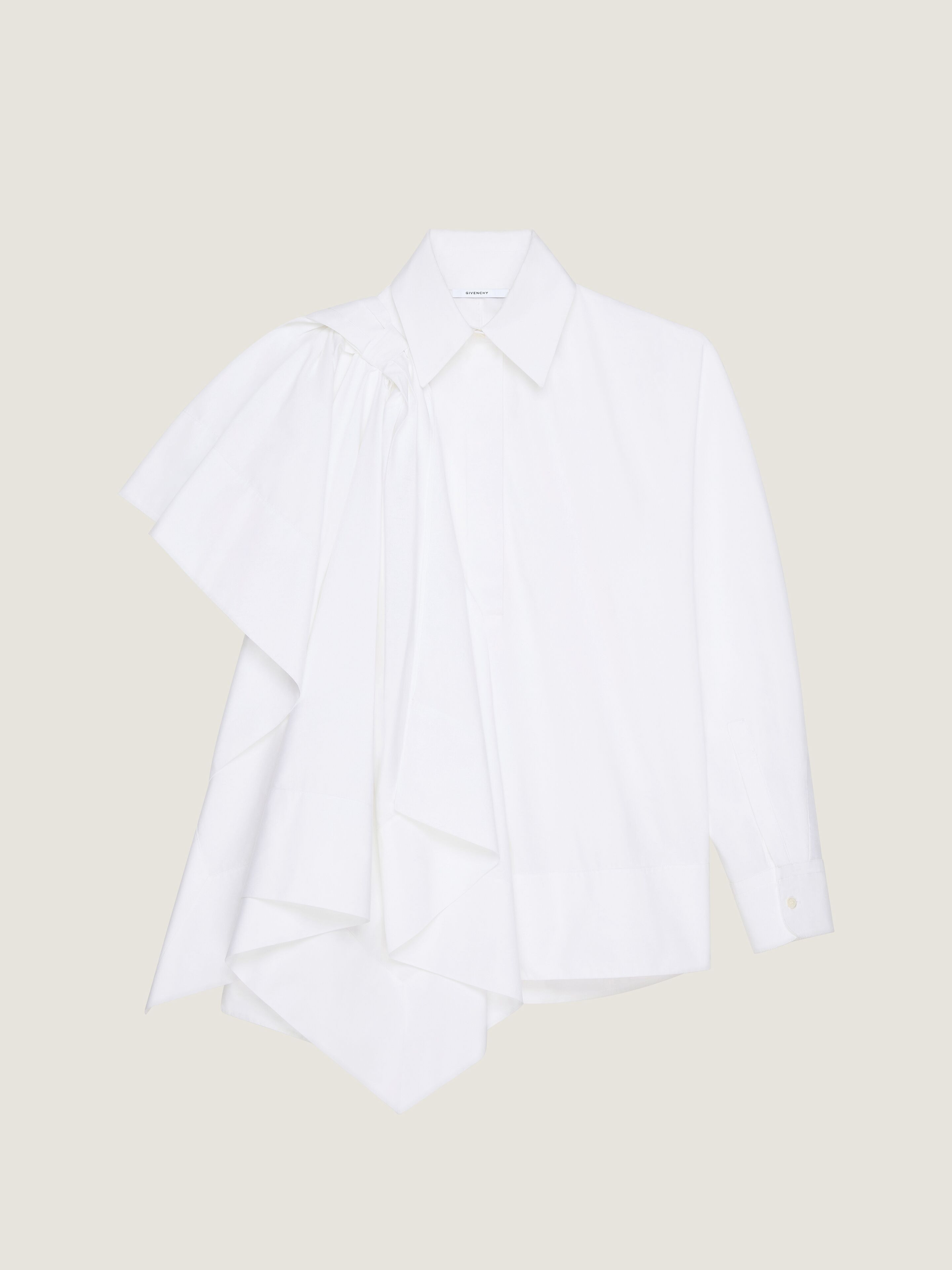 SHIRT IN COTTON POPLIN WITH BOW DETAIL - 1