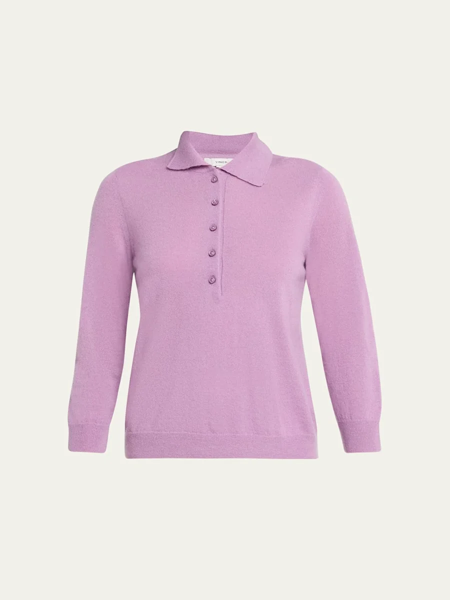 Cashmere & Mulberry Silk Polo Sweater - 1