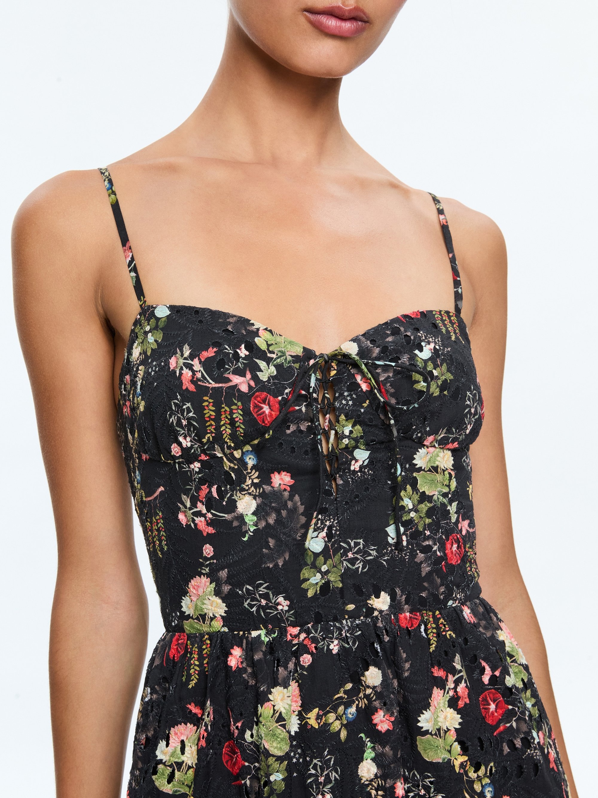 DAISY TIE FRONT TIERED RUFFLE MINI DRESS - 3
