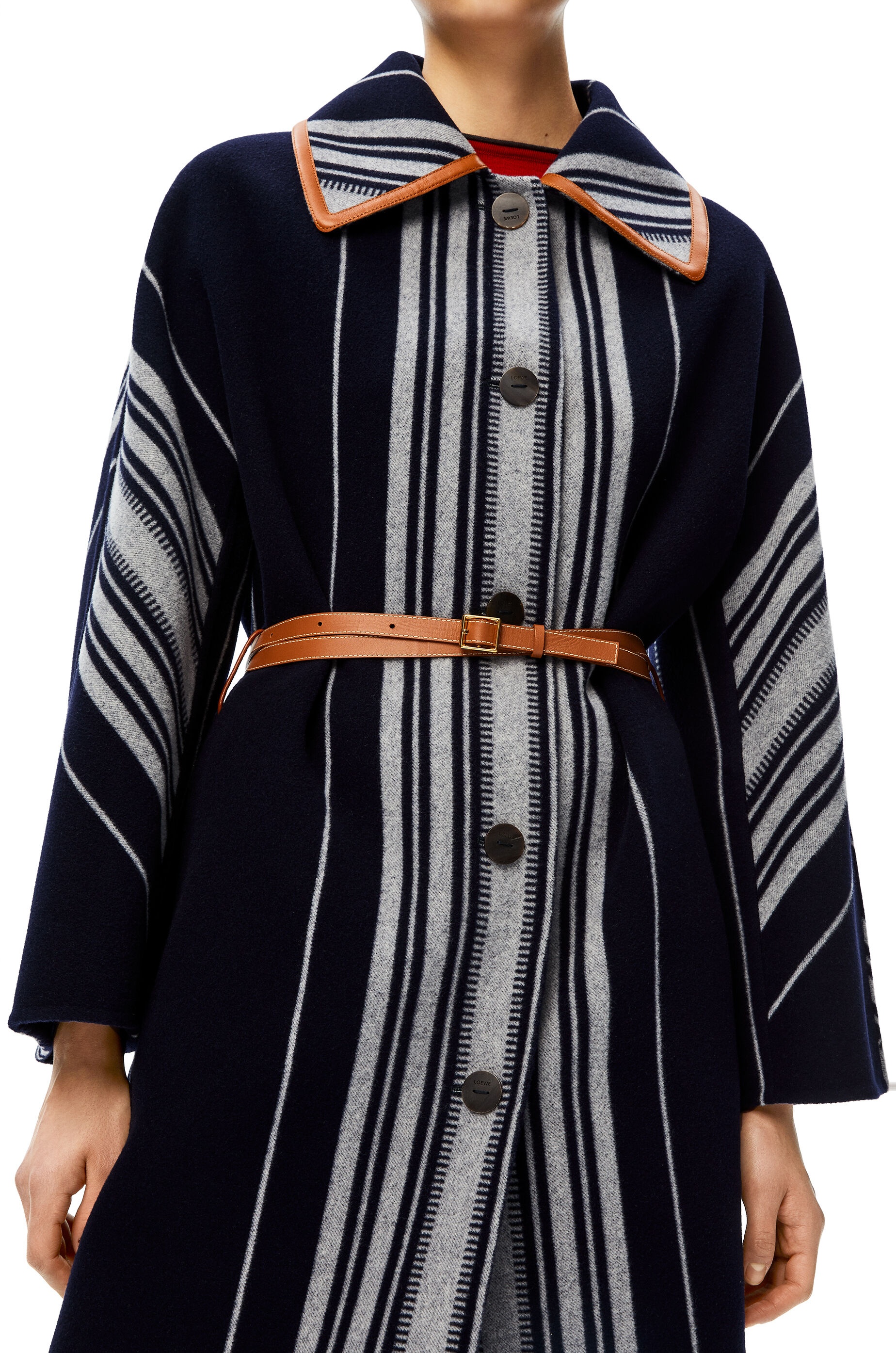 Blanket belted coat in striped wool and cashmere - 5