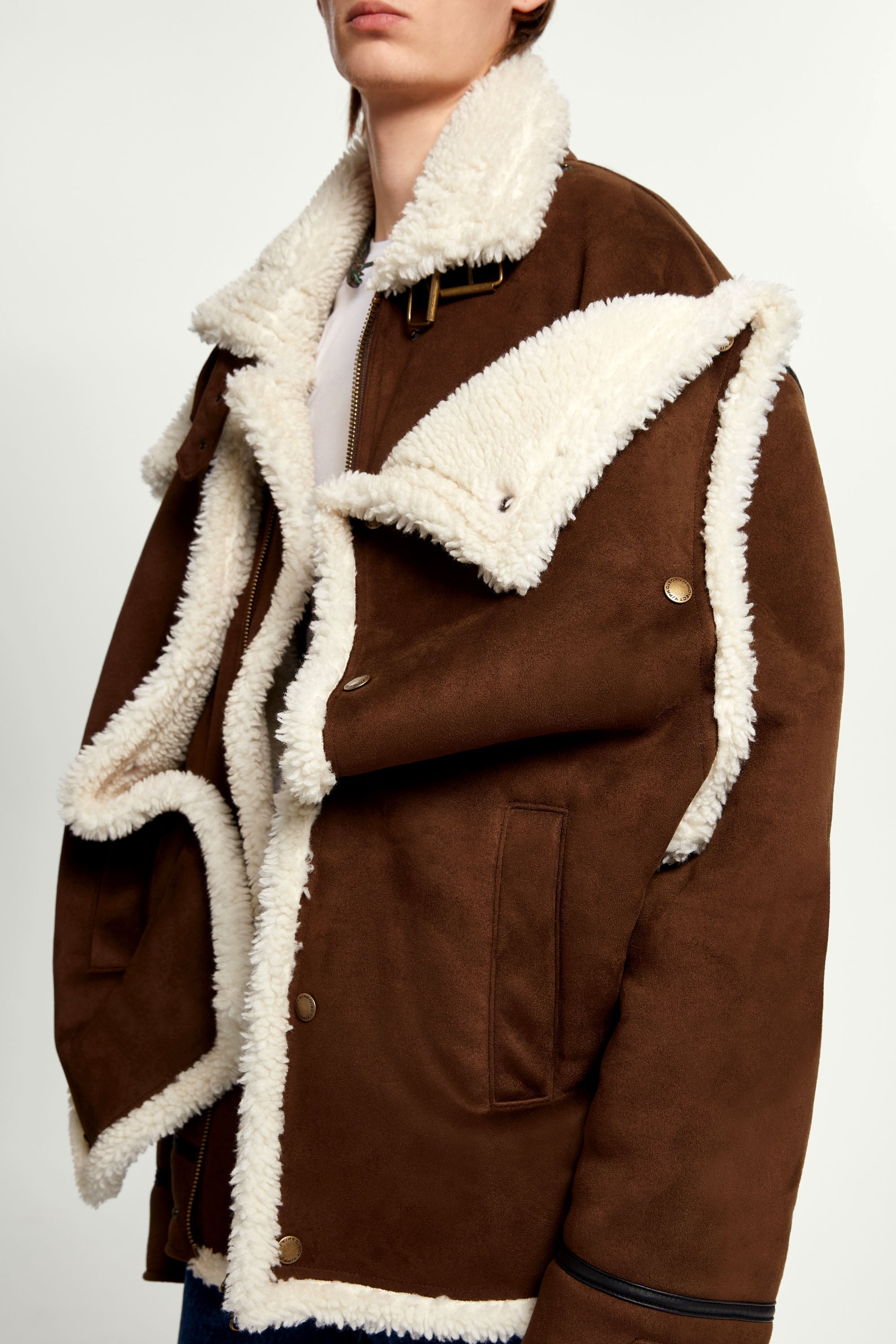 Snap Panel Shearling Jacket - 8