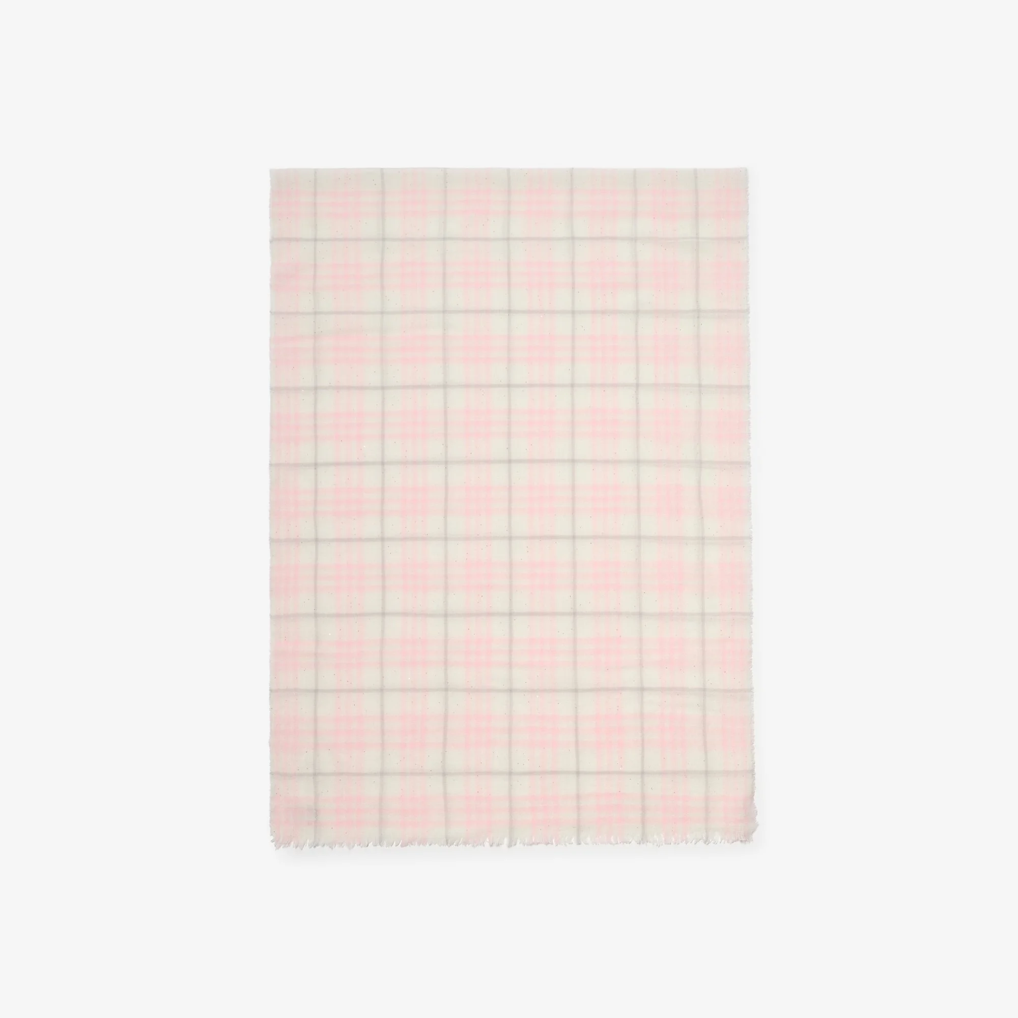 Wide Check Wool Silk Blend Scarf - 1