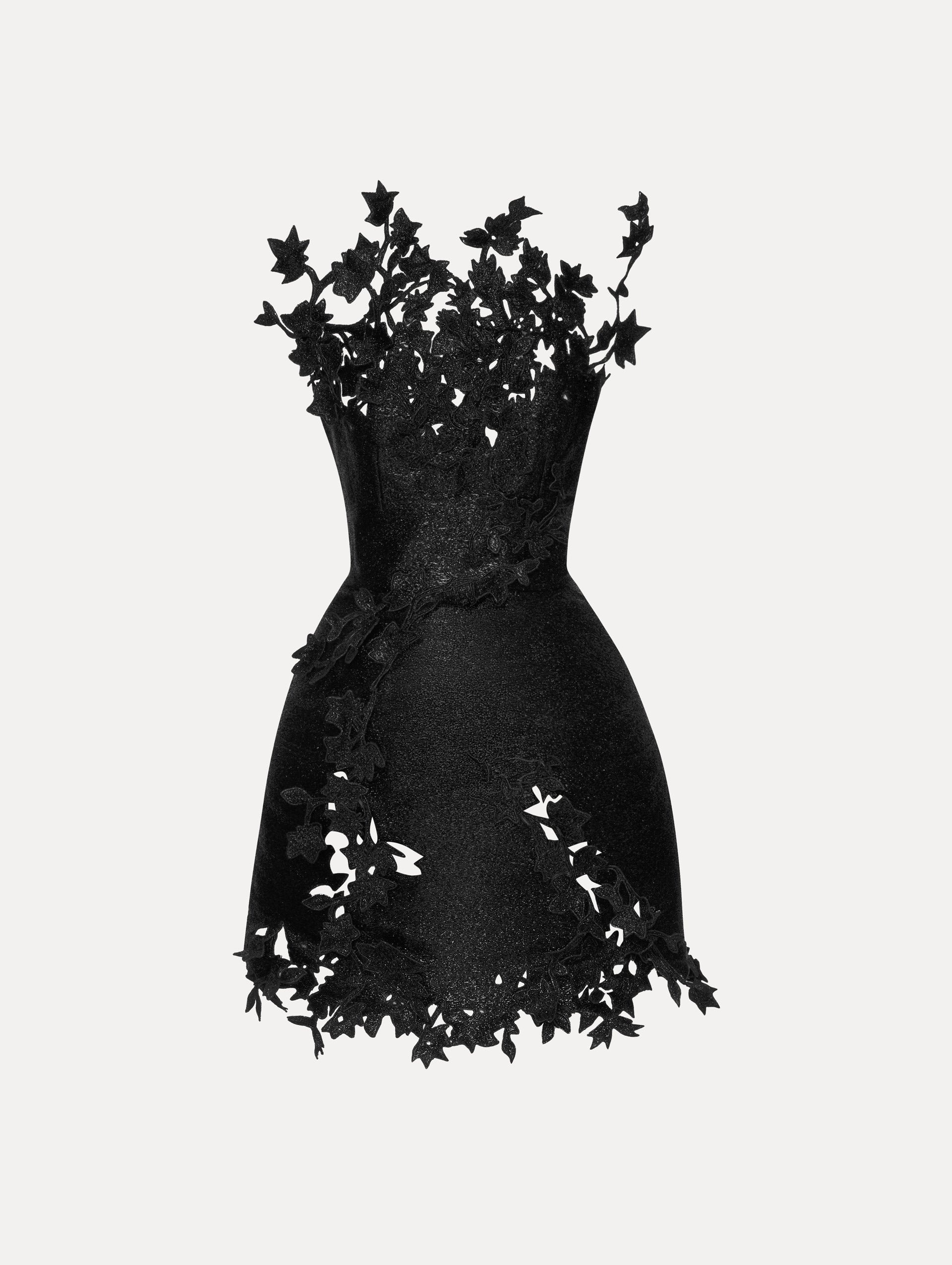METALLIC CHERRY BLOSSOM EMBROIDERED DRESS - 1