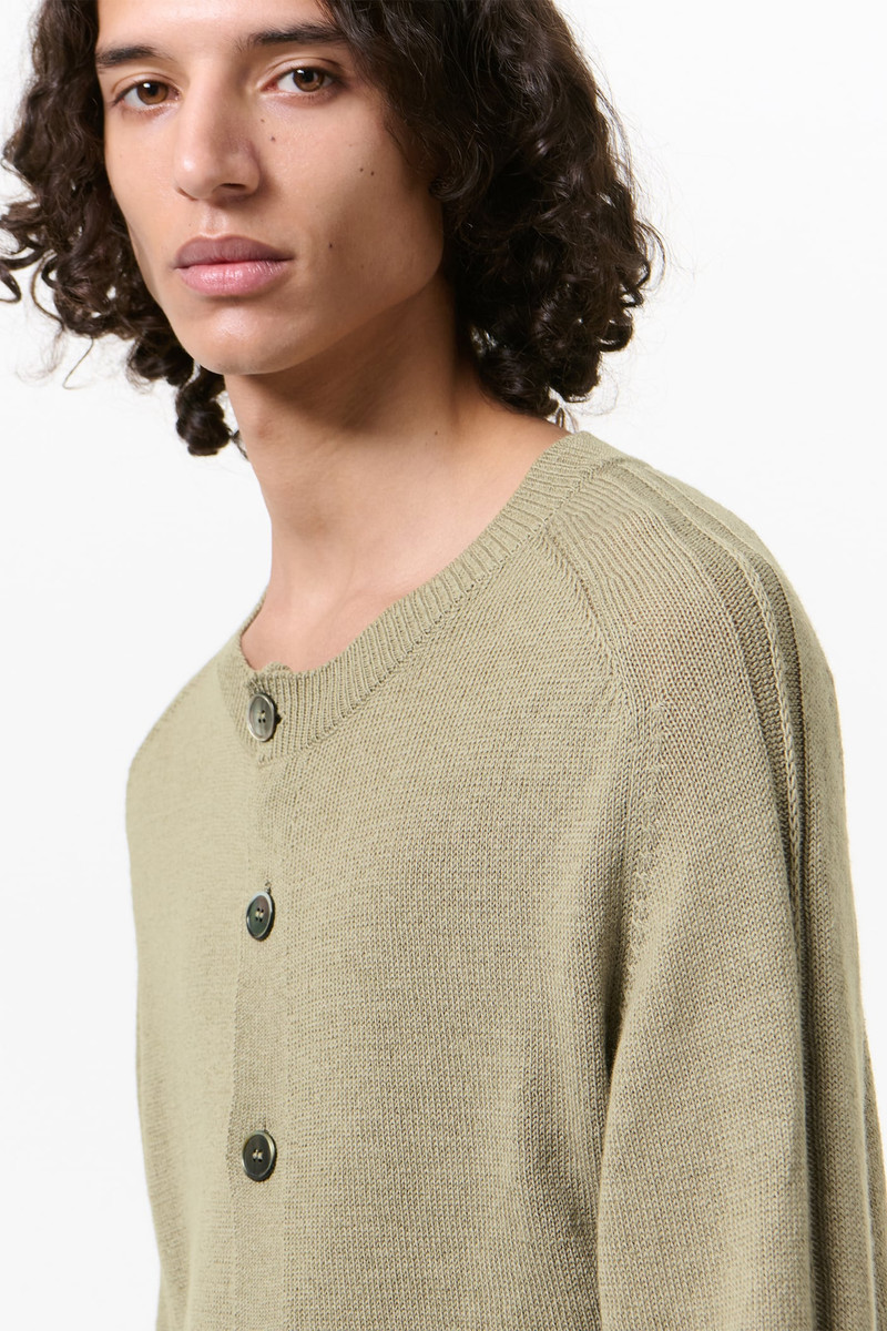 True Cardigan Silver Sage Coarse Linen Wool 4