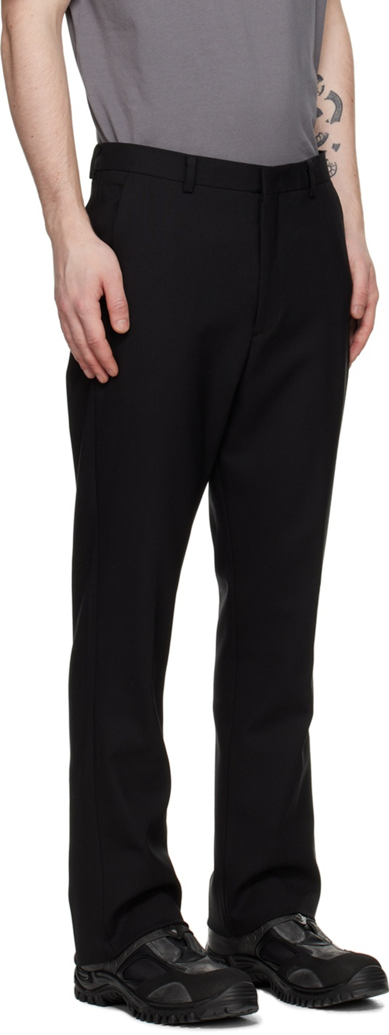 Kanghyuk Black Bell Bottom Silhouette Trousers outlook