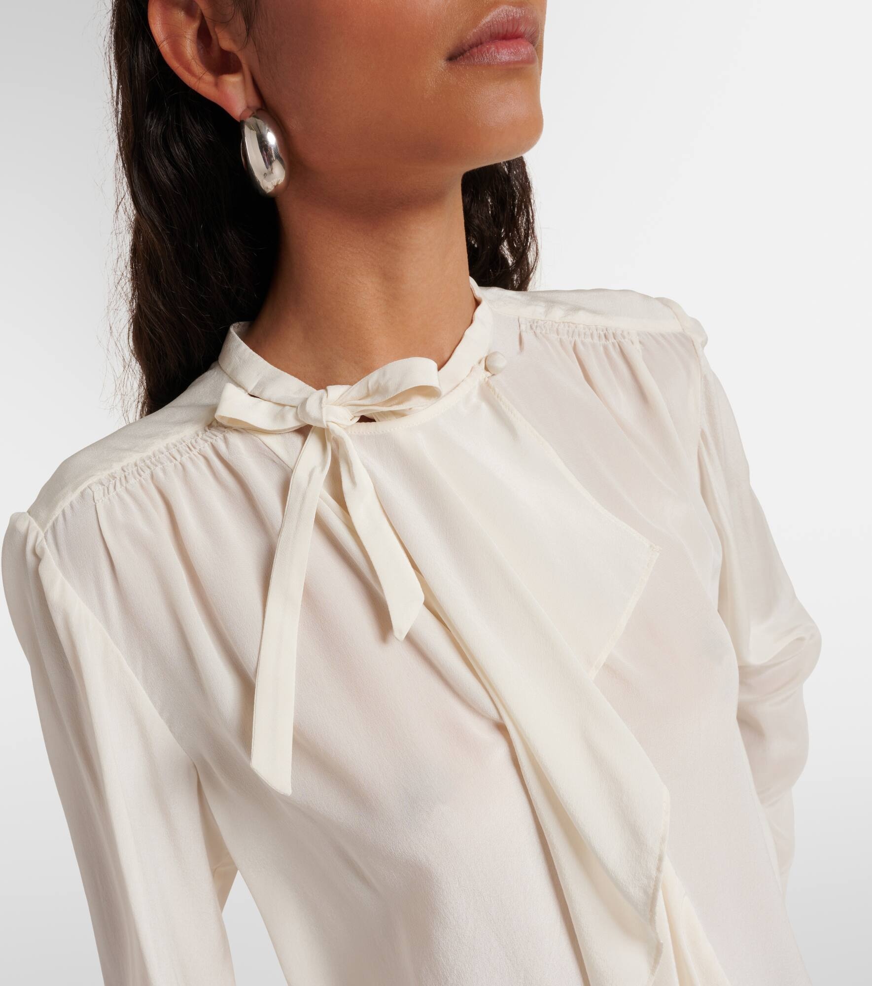 Utah ruffled silk crêpe blouse - 4