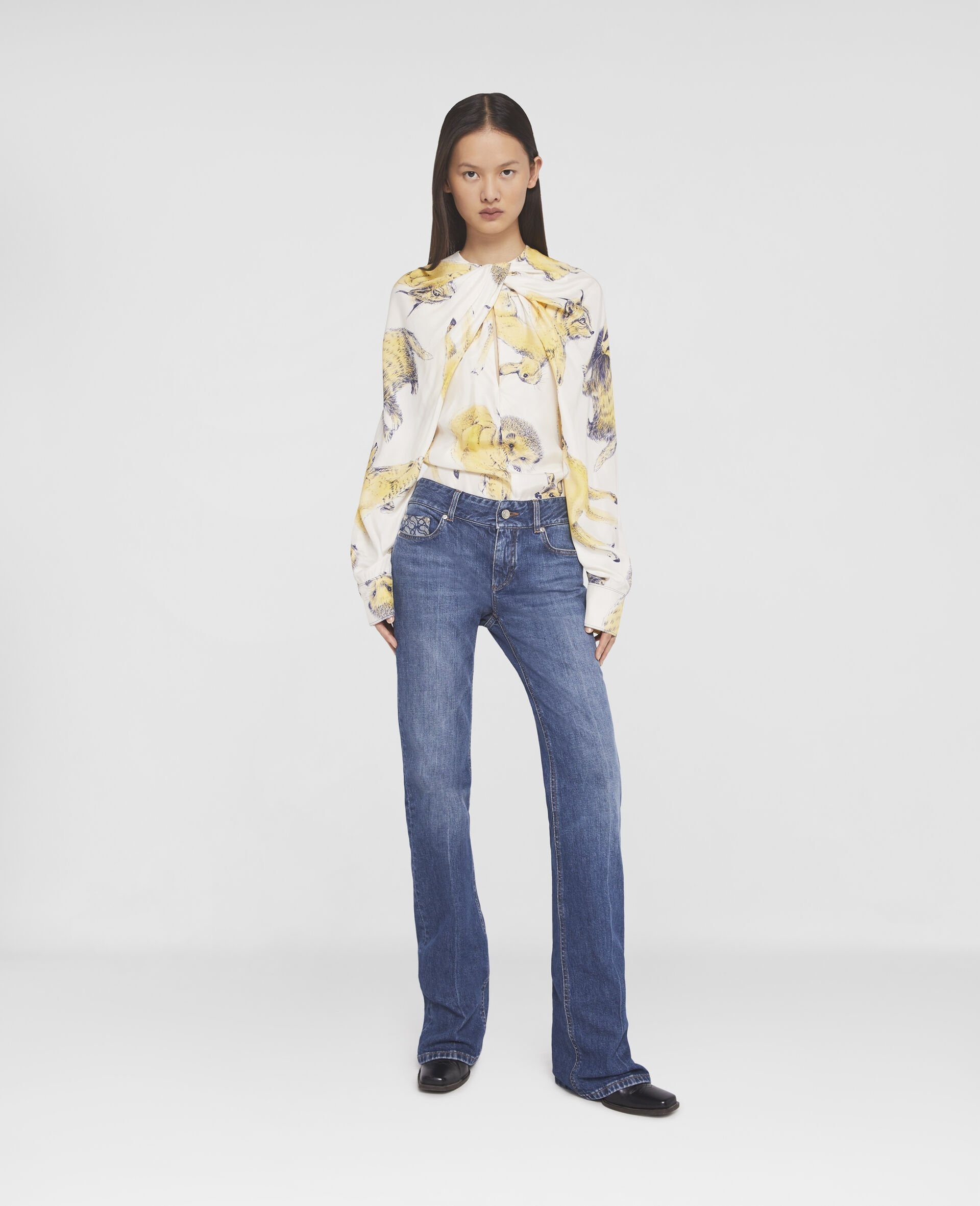 Vintage Wash Low-Rise Straight Leg Jeans - 2