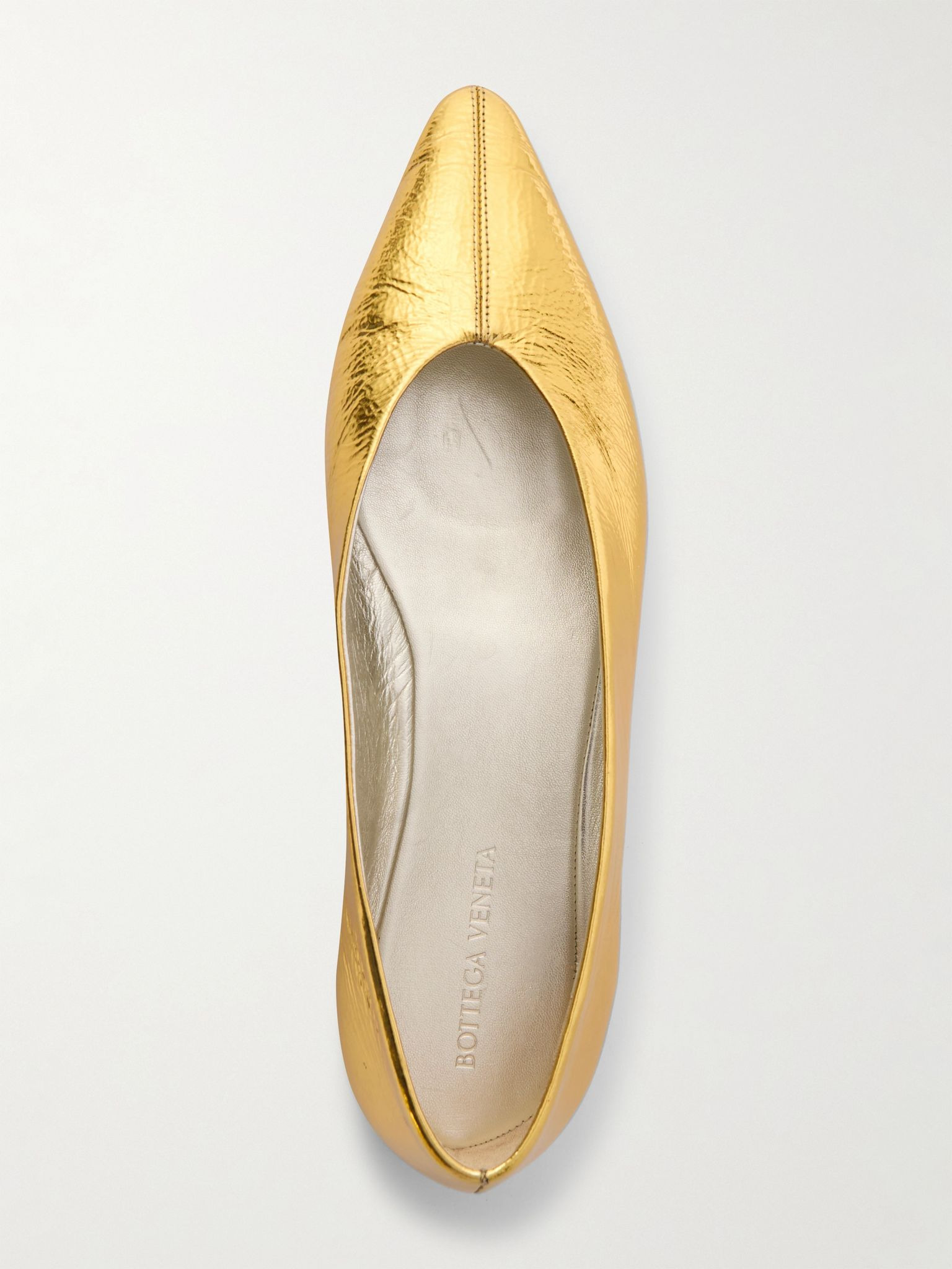 Sofia metallic textured-leather point-toe ballet flats Gold - 5
