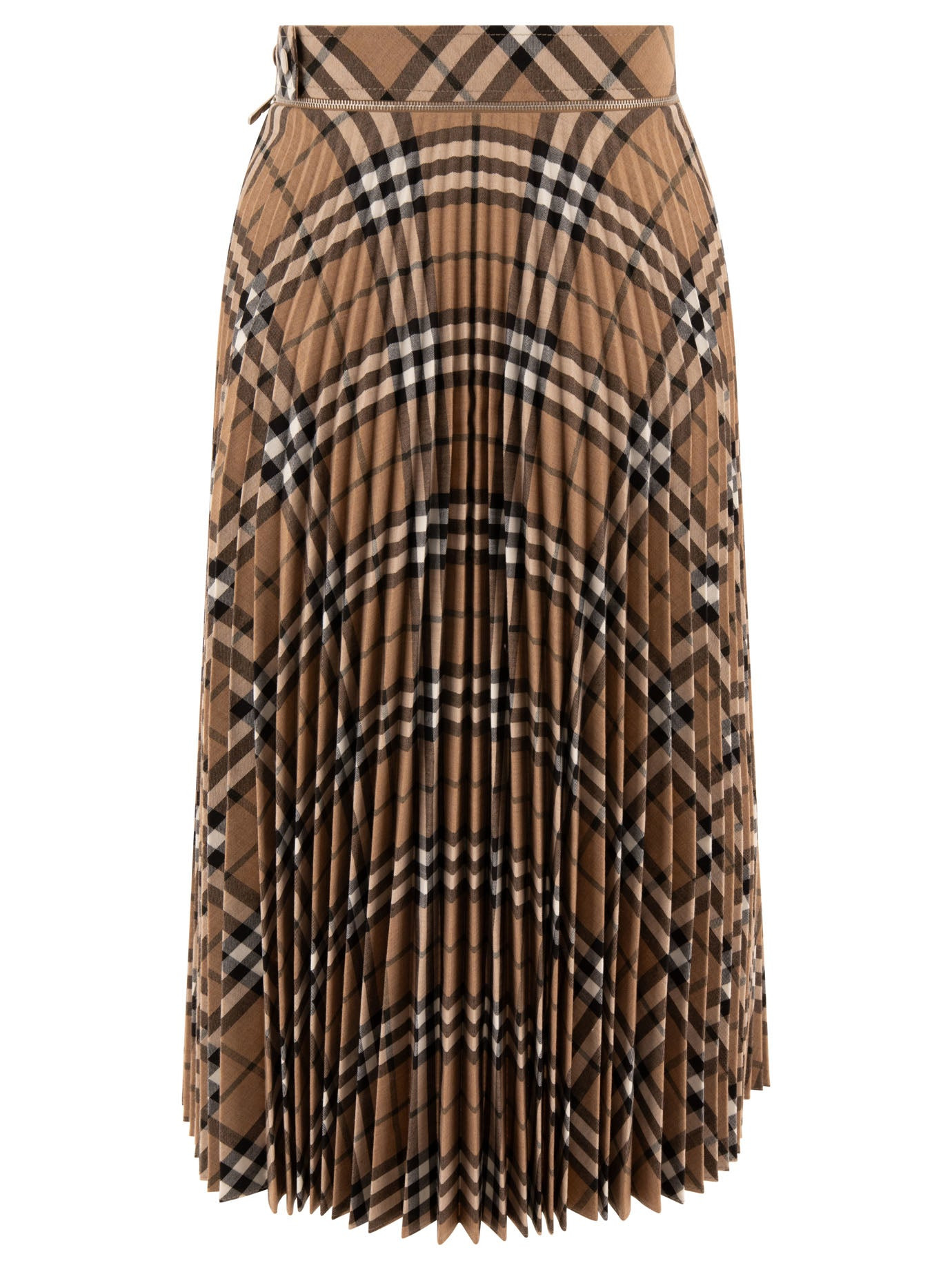 Burberry Wool Blend Pleated Check Skirt - 2