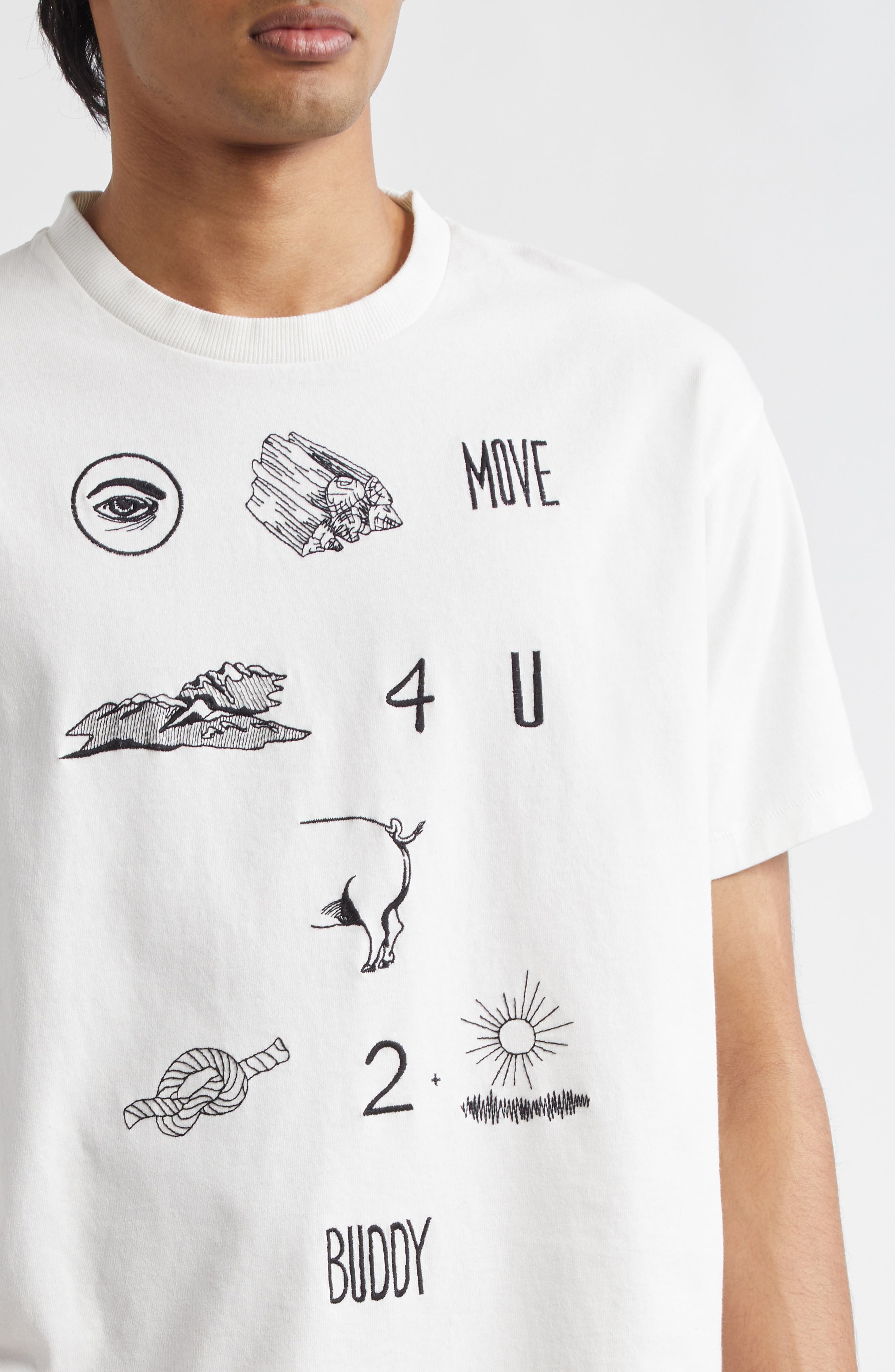 Bode Rebus Embroidered T-Shirt in Cream at Nordstrom - 4