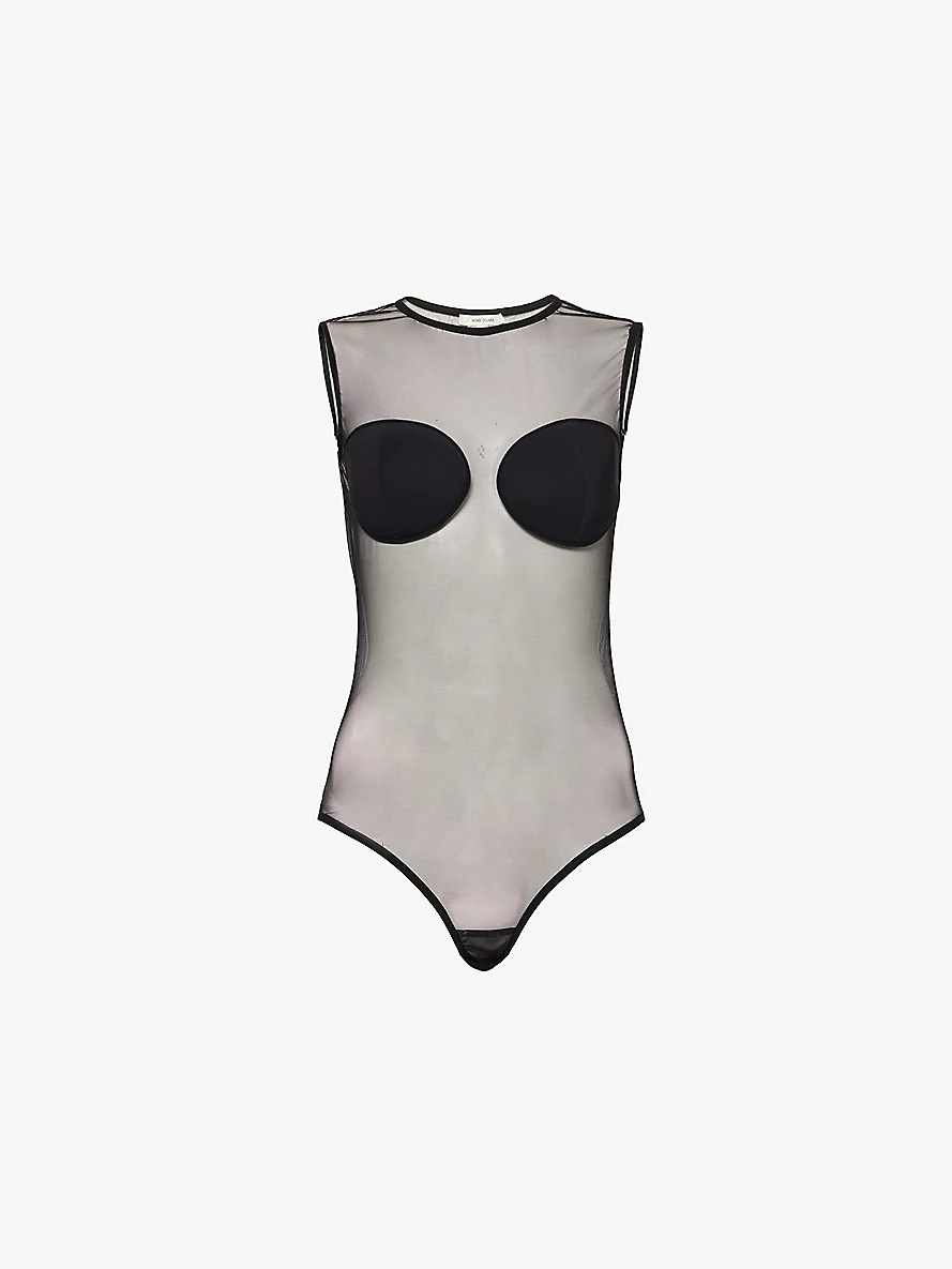 Moulded cups stretch-mesh bodysuit - 1