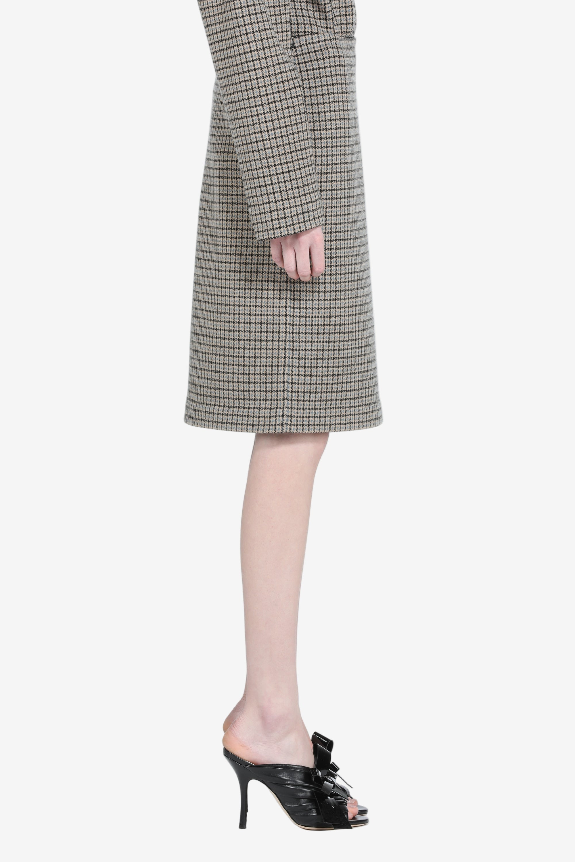 CHECKERED PRINT PENCIL SKIRT - 3