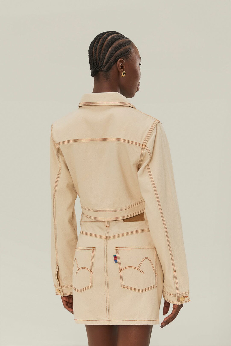 Off-White Gabardine Cropped Jacket 3