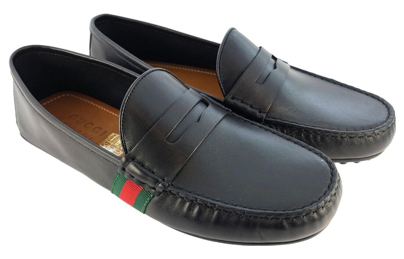 GUCCI Gucci Web Accent Leather Loafers 'Black' 566294-BTRE0-1060 outlook