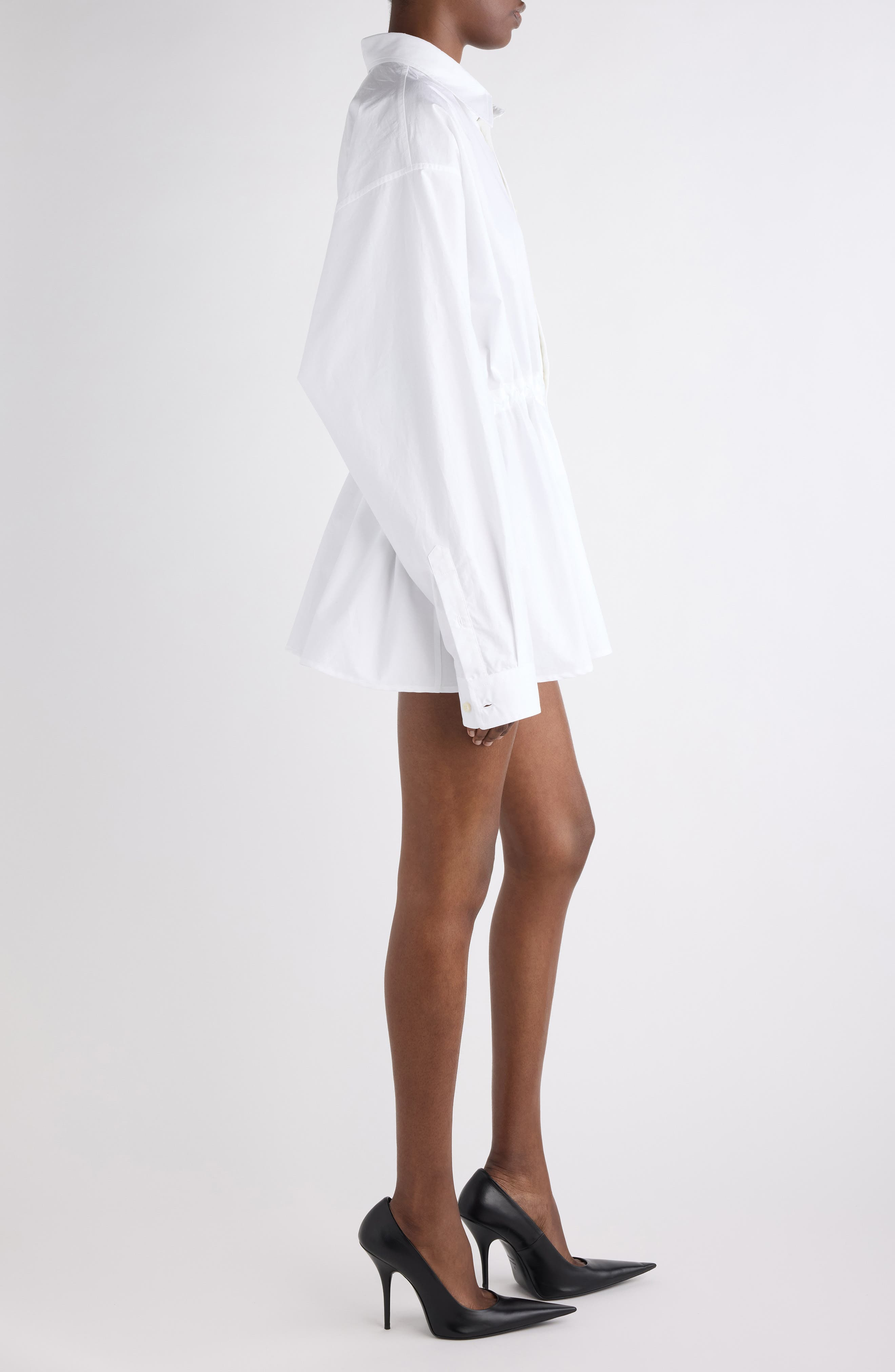 Balenciaga Hourglass Cotton Poplin Shirt in White at Nordstrom - 4