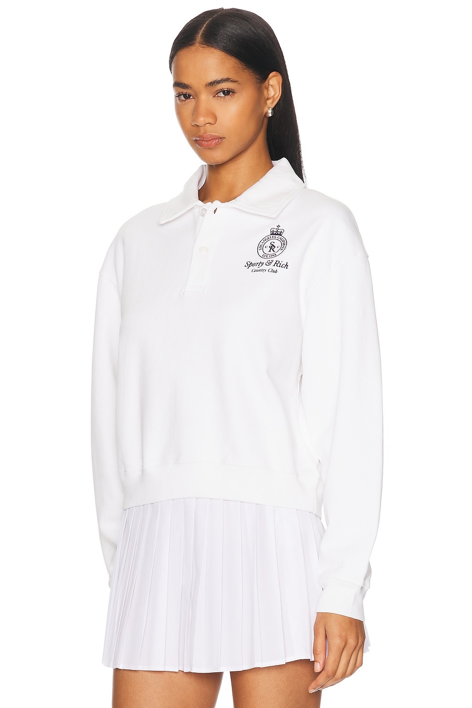 Crown Country Embroidered Cropped Polo Sweater - 2