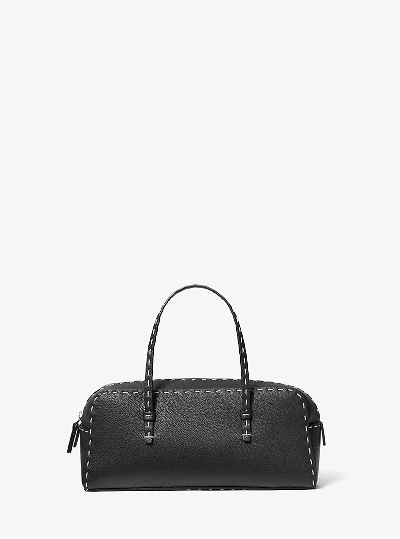 Roberta Hand-Stitched Pebbled Leather Satchel - 1